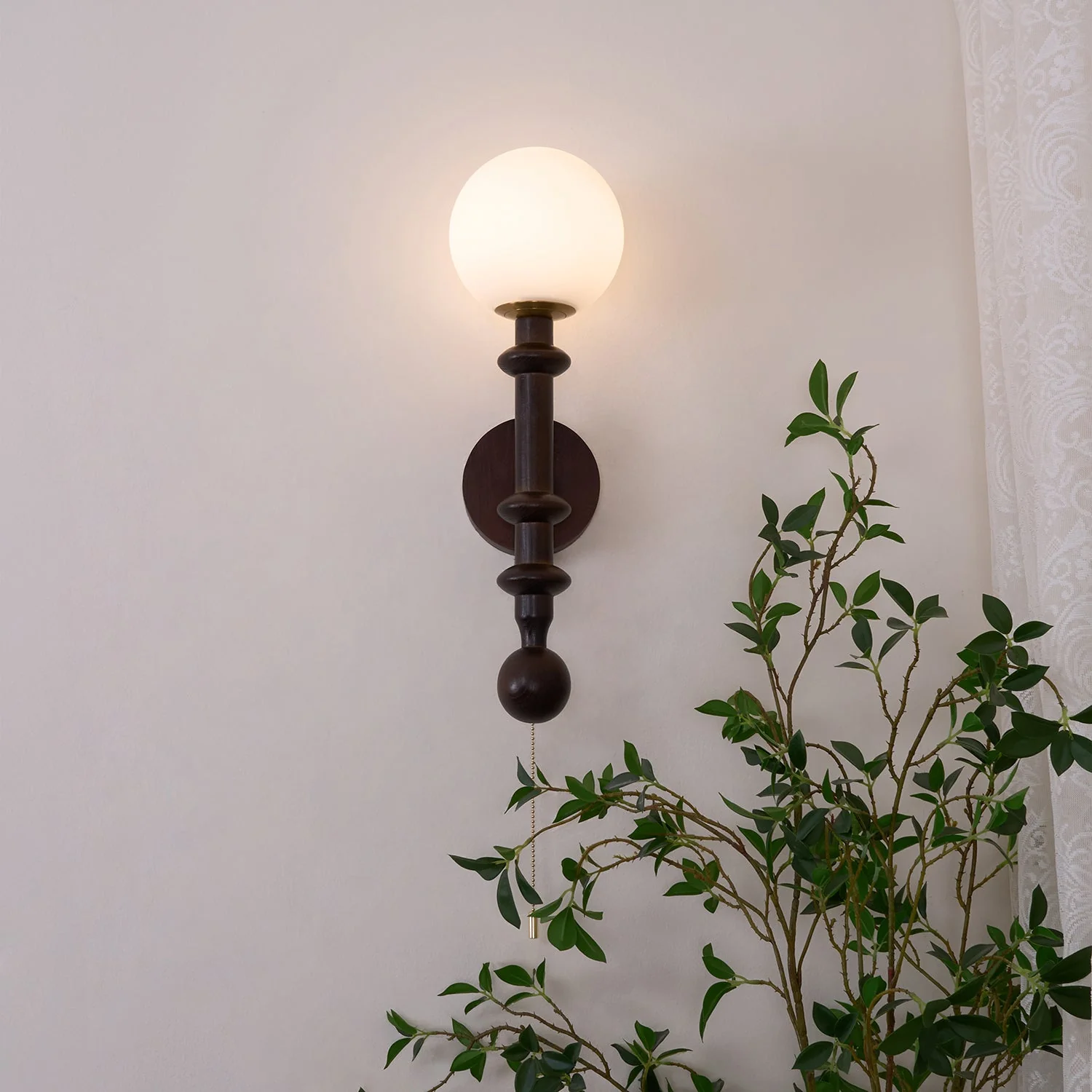 Elmiror Elegance Roman Column Glass Wood Wall Lamp - Image 27