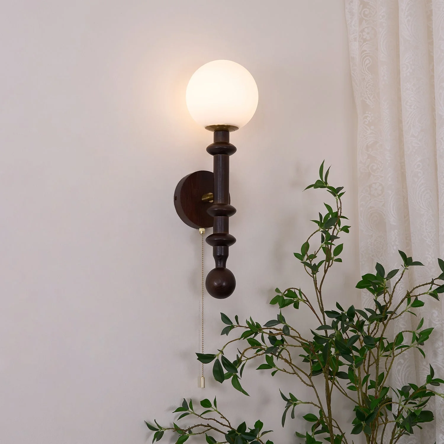 Elmiror Elegance Roman Column Glass Wood Wall Lamp - Image 28