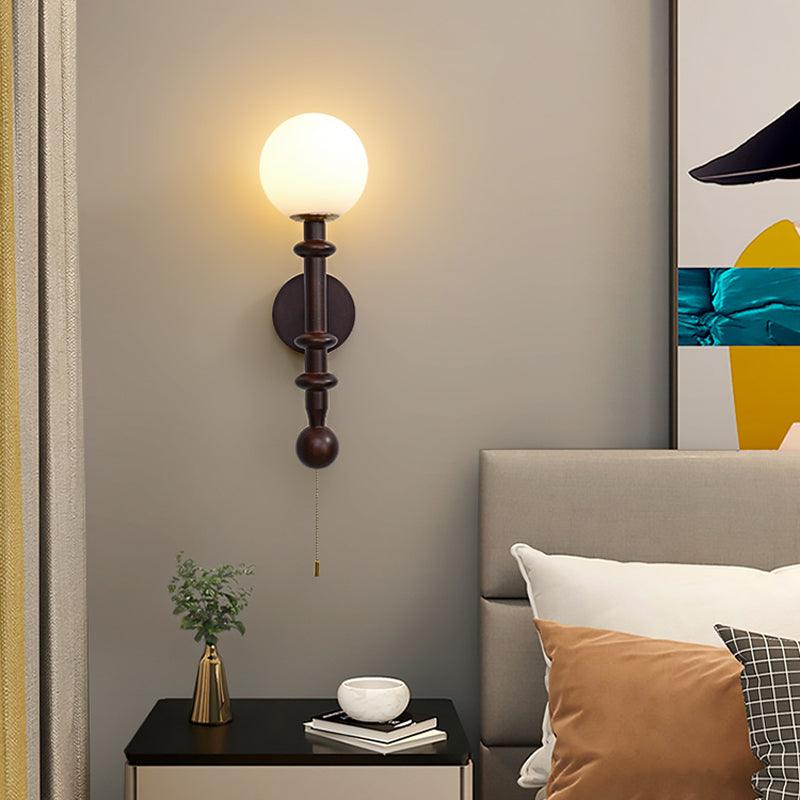 Elmiror Elegance Roman Column Glass Wood Wall Lamp - Image 4