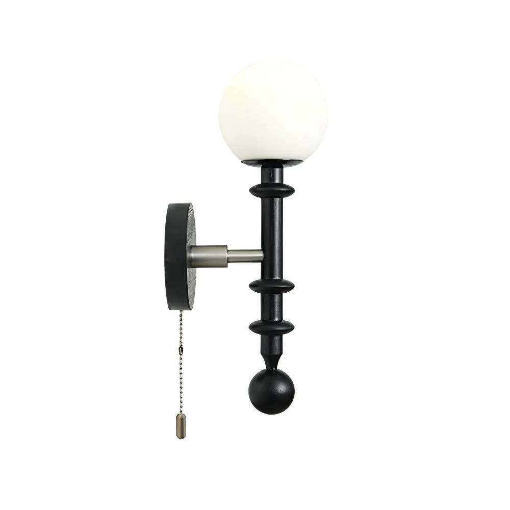 Elmiror Elegance Roman Column Glass Wood Wall Lamp - Image 7