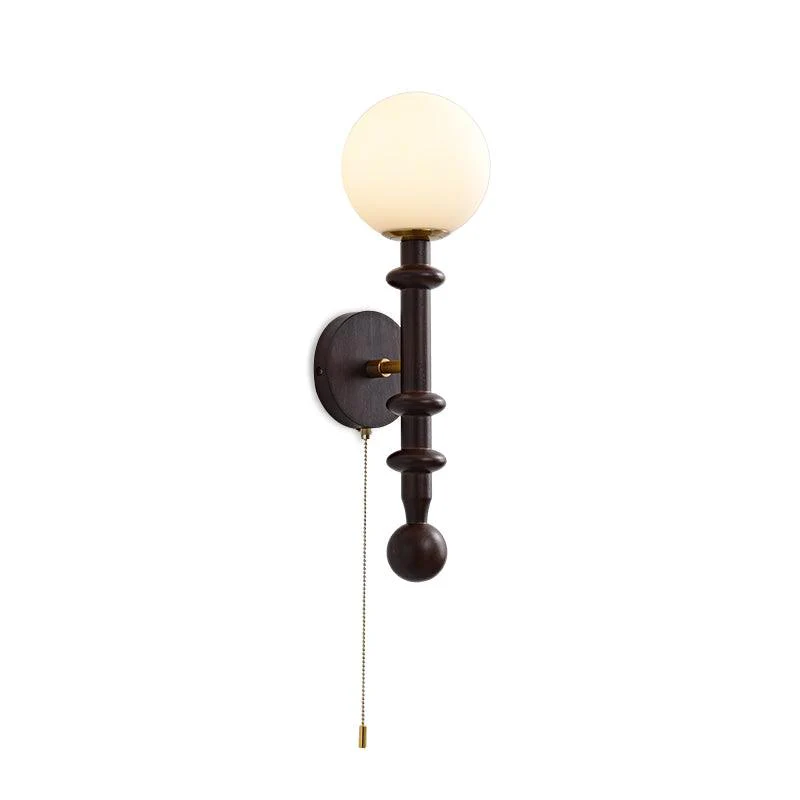Elmiror Elegance Roman Column Glass Wood Wall Lamp - Image 9
