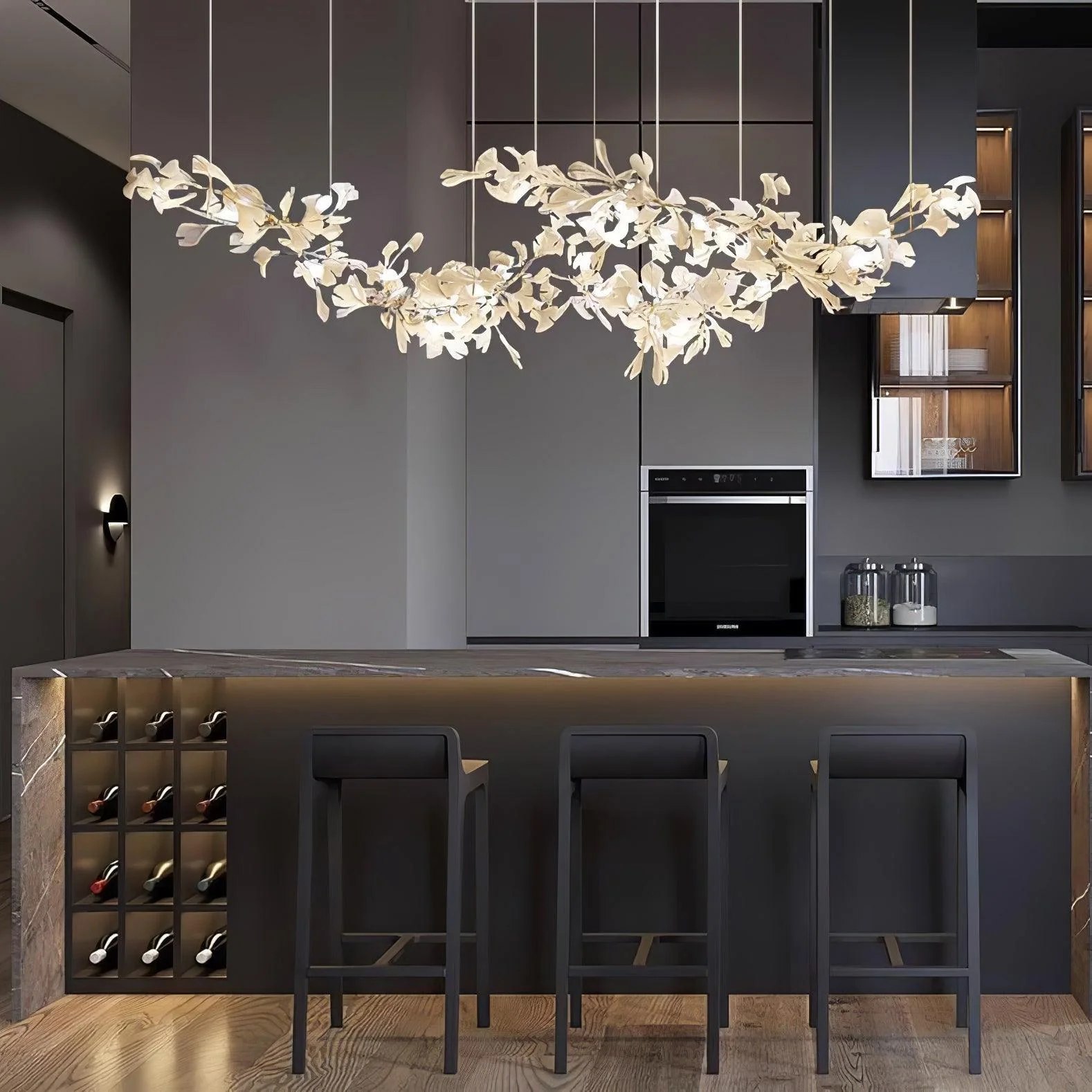 Olivia Ceramic Gingko Chandelier Double Layer Combination - Image 2