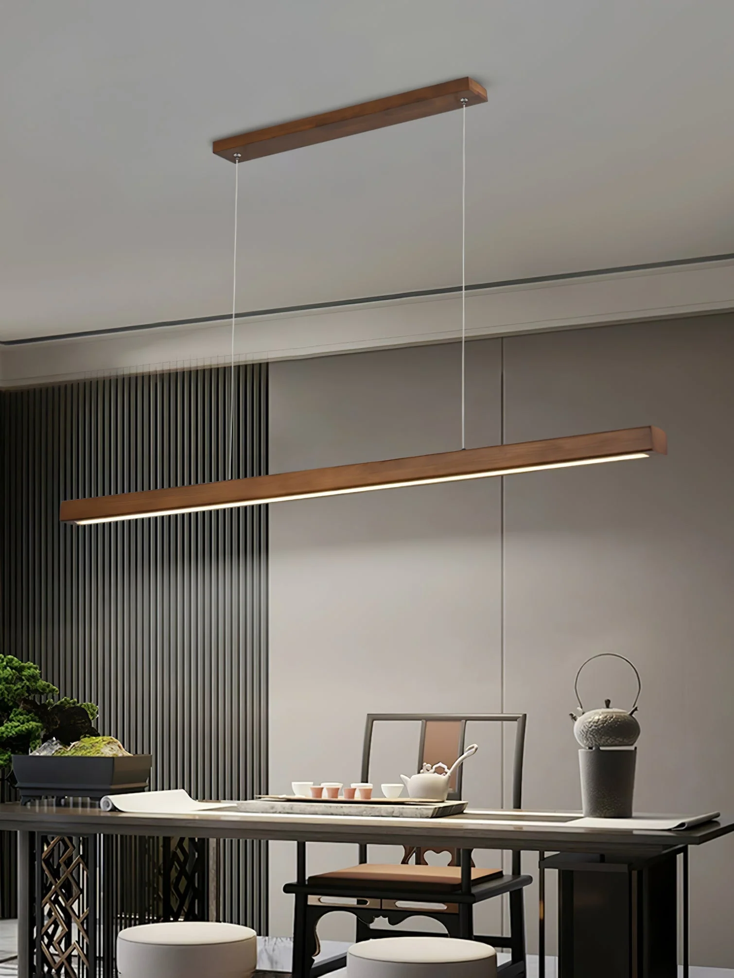 Elowen Linear Minimalist Wood Pendant Light - Image 29