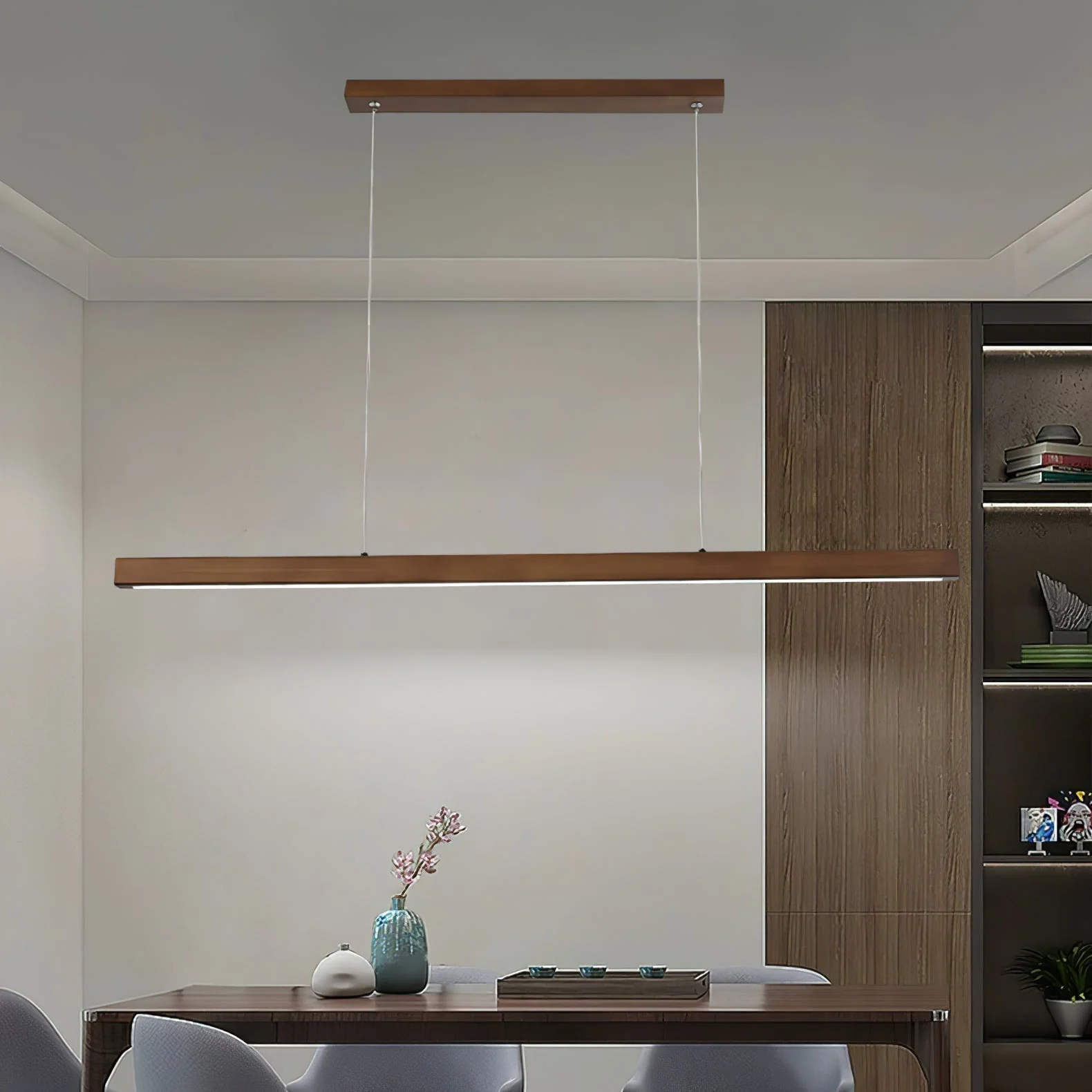Elowen Linear Minimalist Wood Pendant Light - Image 61