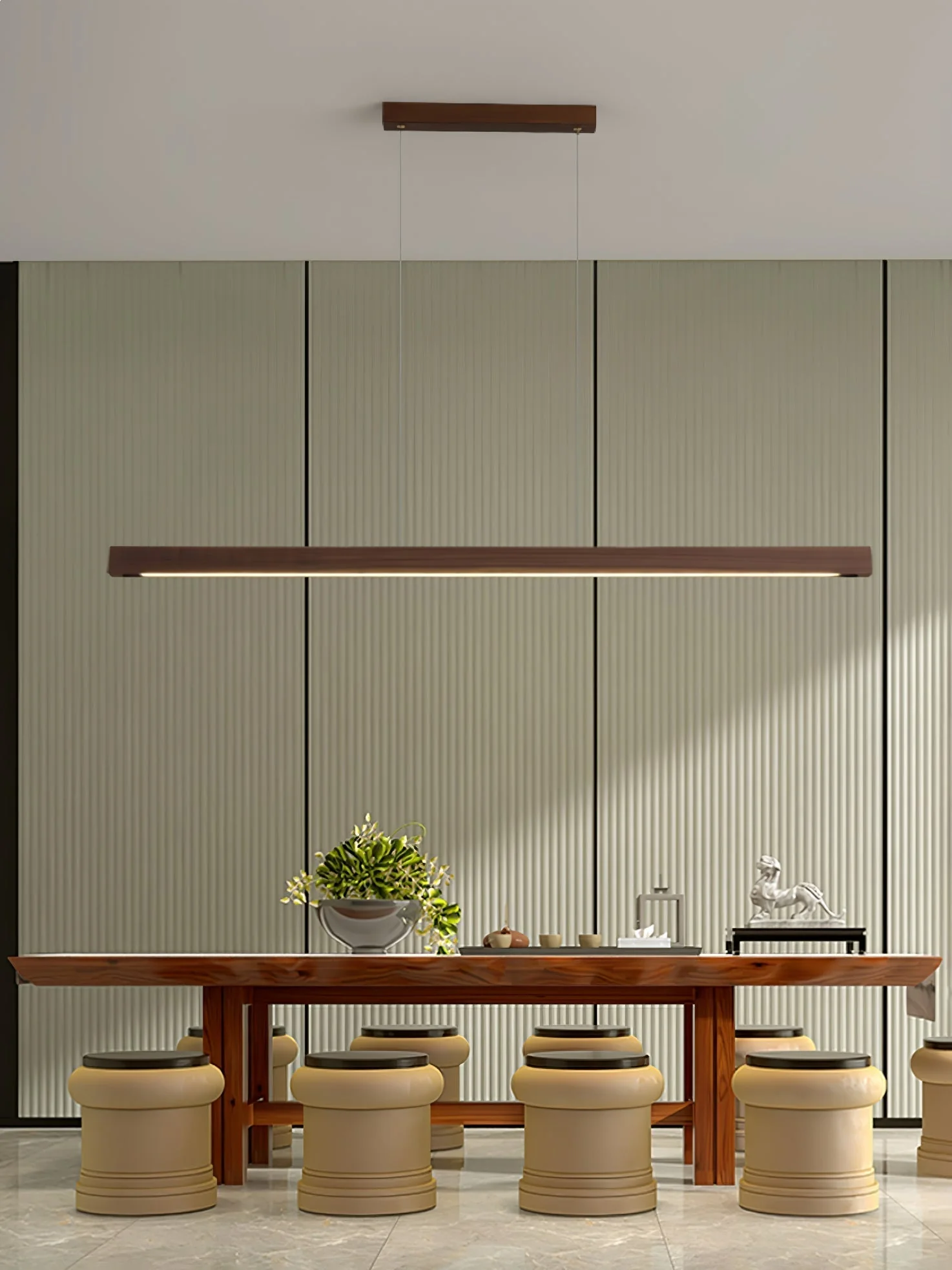 Elowen Linear Minimalist Wood Pendant Light - Image 9