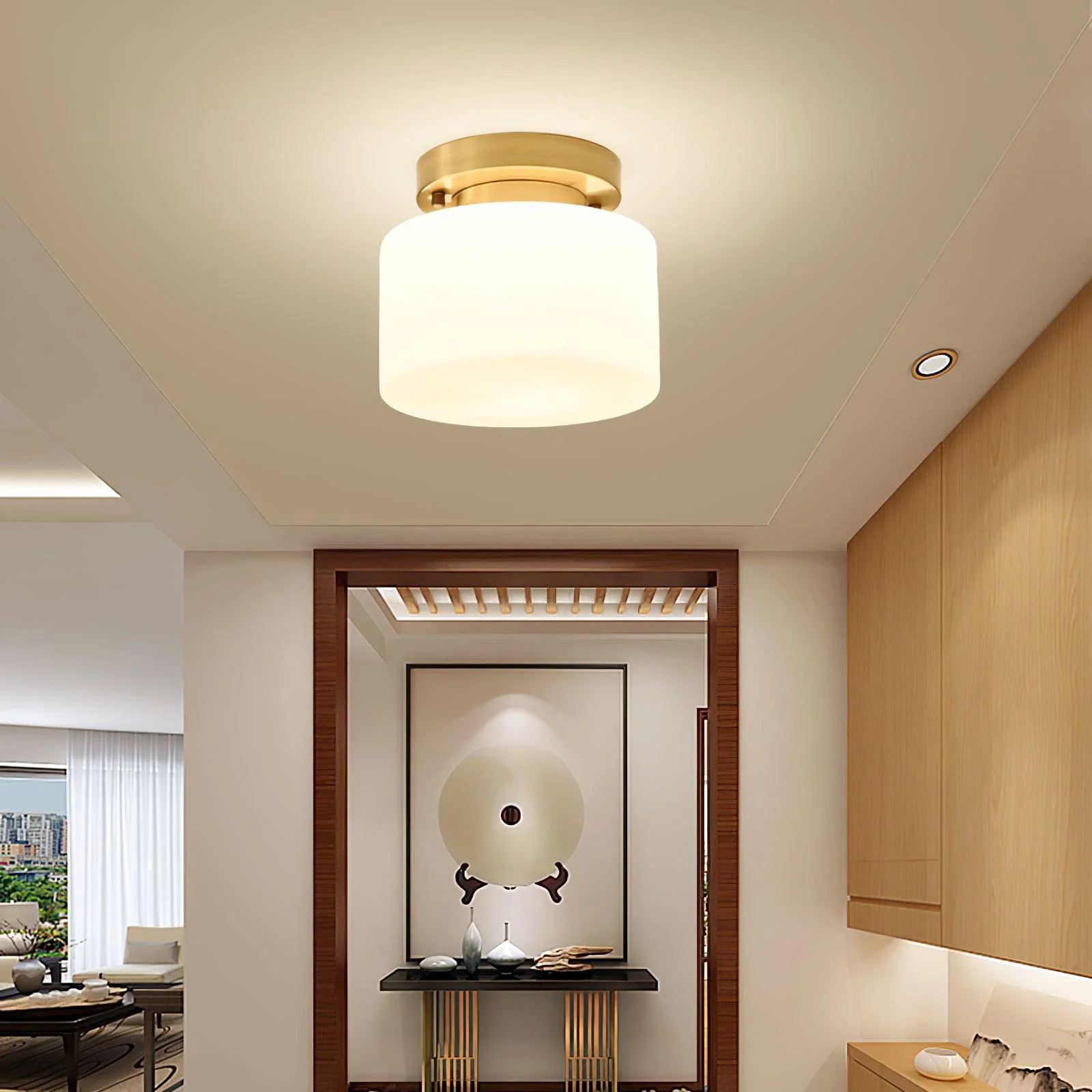 Elsilisra Nordic Art Brass Glass Flush Mount Ceiling Light - Image 12