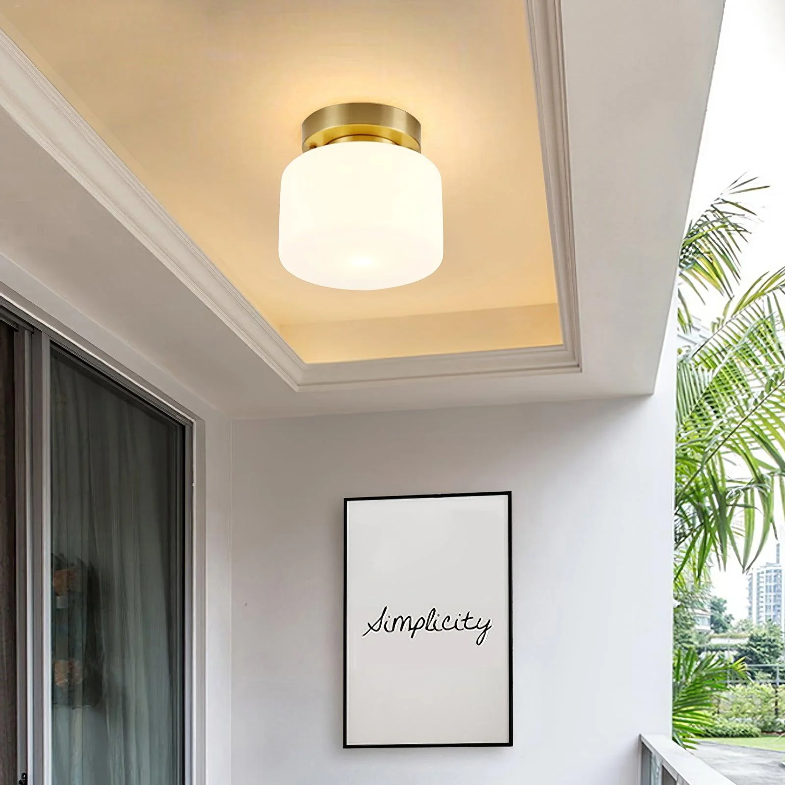 Elsilisra Nordic Art Brass Glass Flush Mount Ceiling Light - Image 16