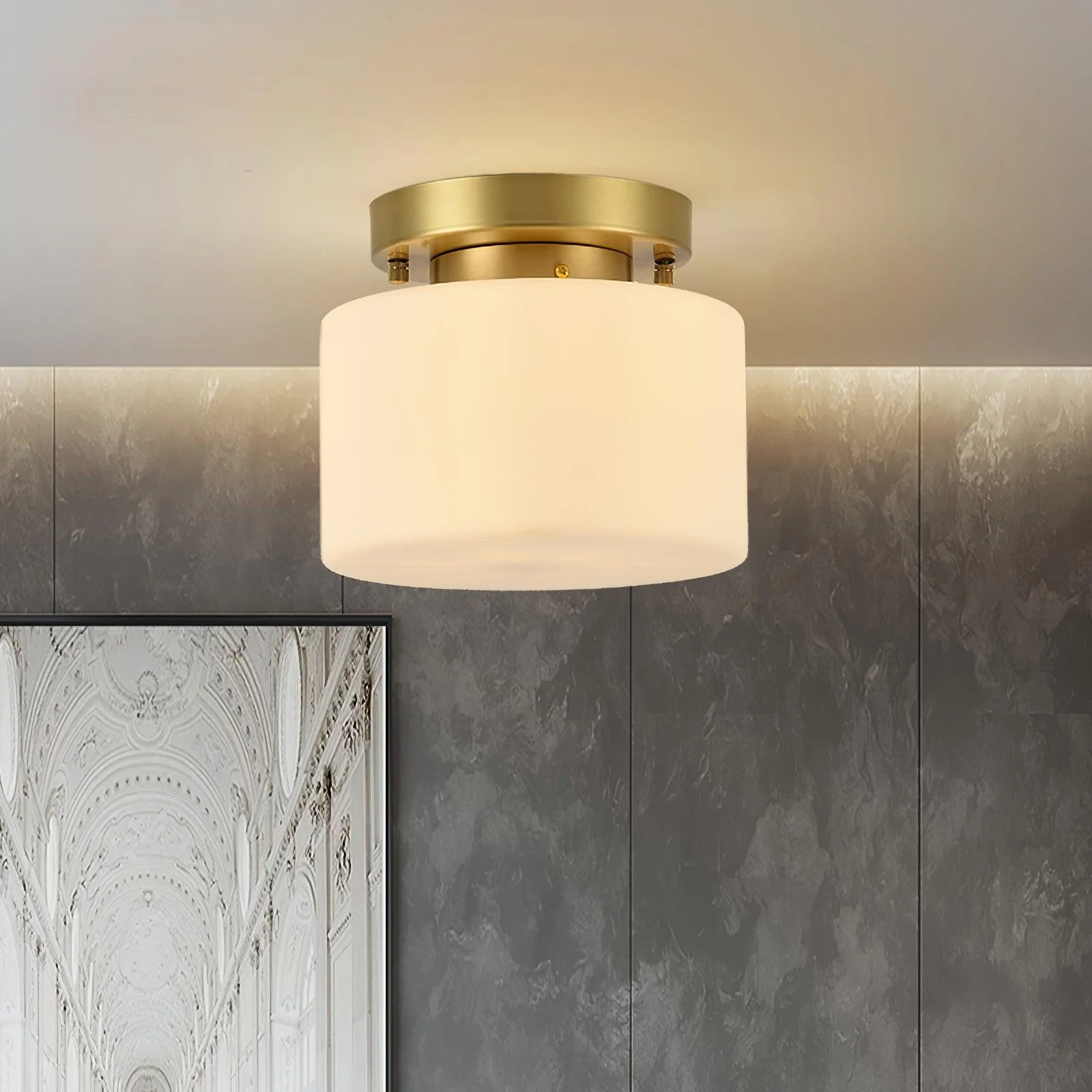 Elsilisra Nordic Art Brass Glass Flush Mount Ceiling Light - Image 2