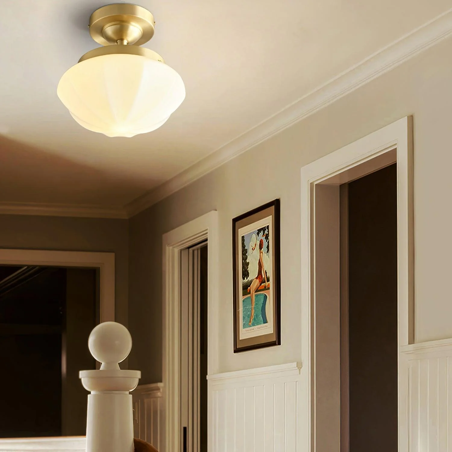 Elsilisra Nordic Art Brass Glass Flush Mount Ceiling Light - Image 23