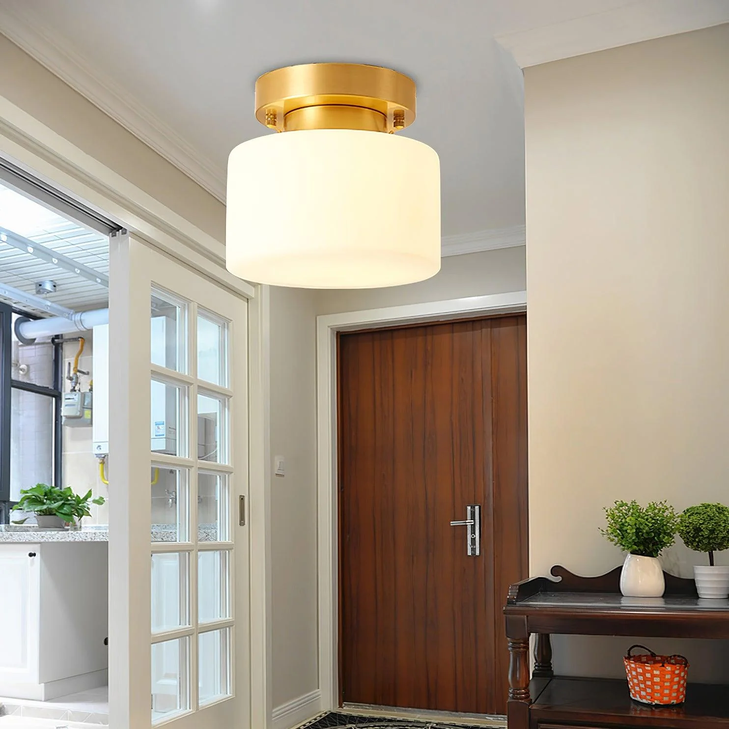 Elsilisra Nordic Art Brass Glass Flush Mount Ceiling Light - Image 24