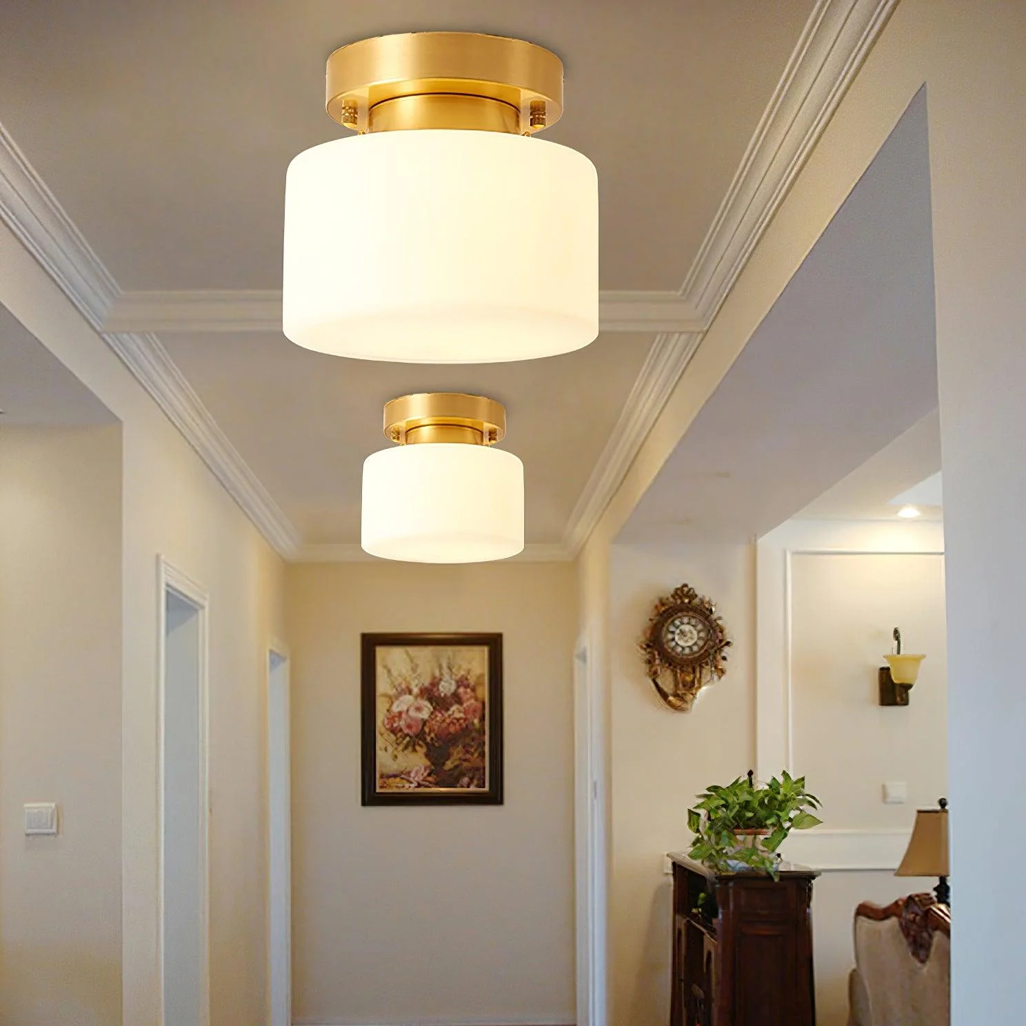Elsilisra Nordic Art Brass Glass Flush Mount Ceiling Light - Image 25