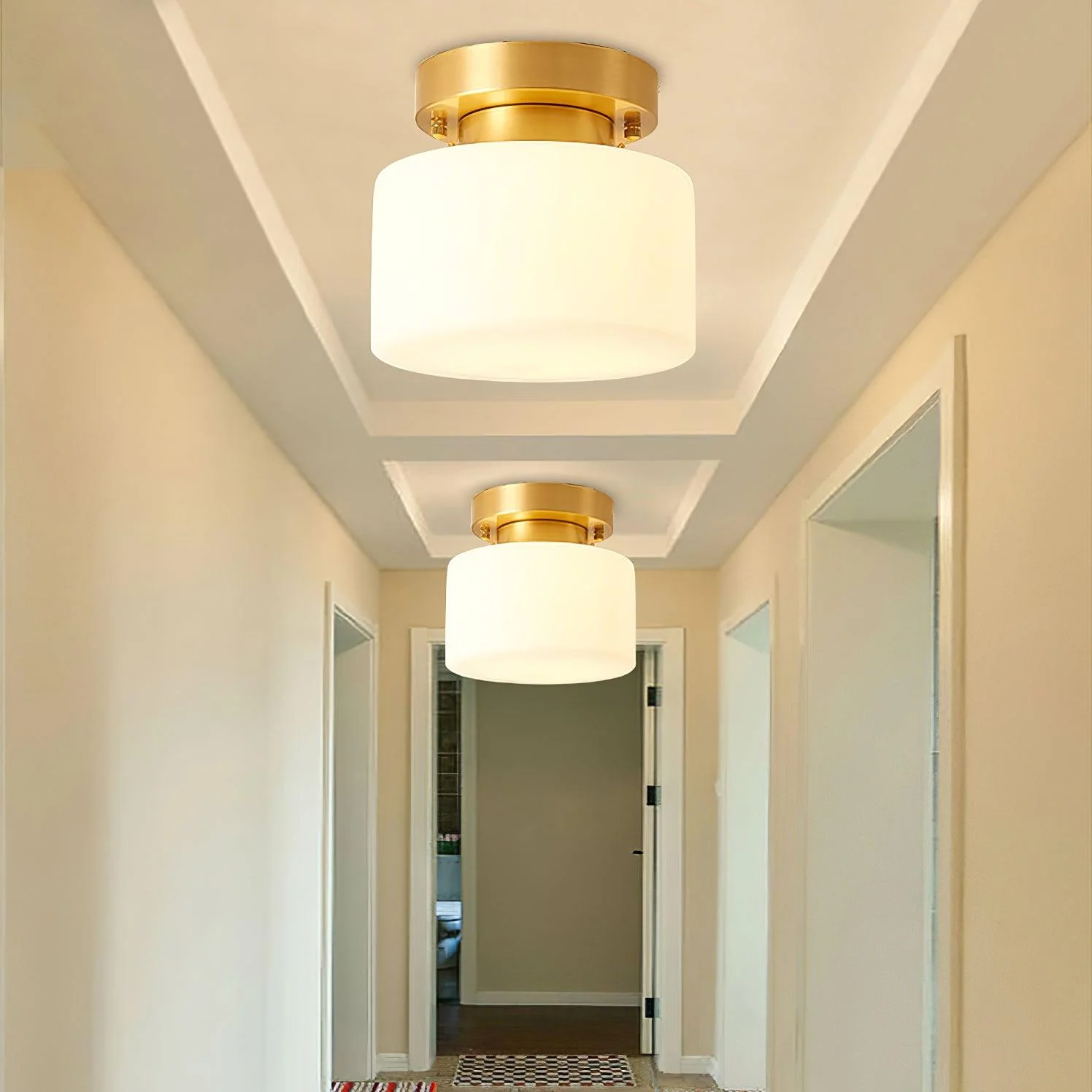 Elsilisra Nordic Art Brass Glass Flush Mount Ceiling Light - Image 26