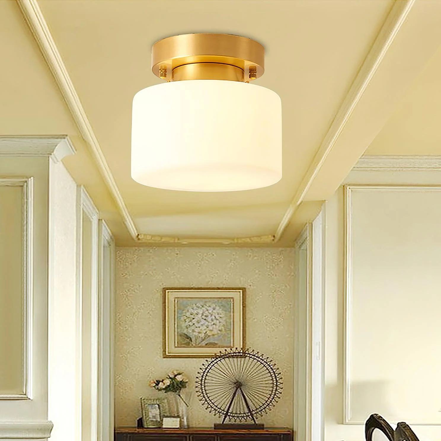 Elsilisra Nordic Art Brass Glass Flush Mount Ceiling Light - Image 27