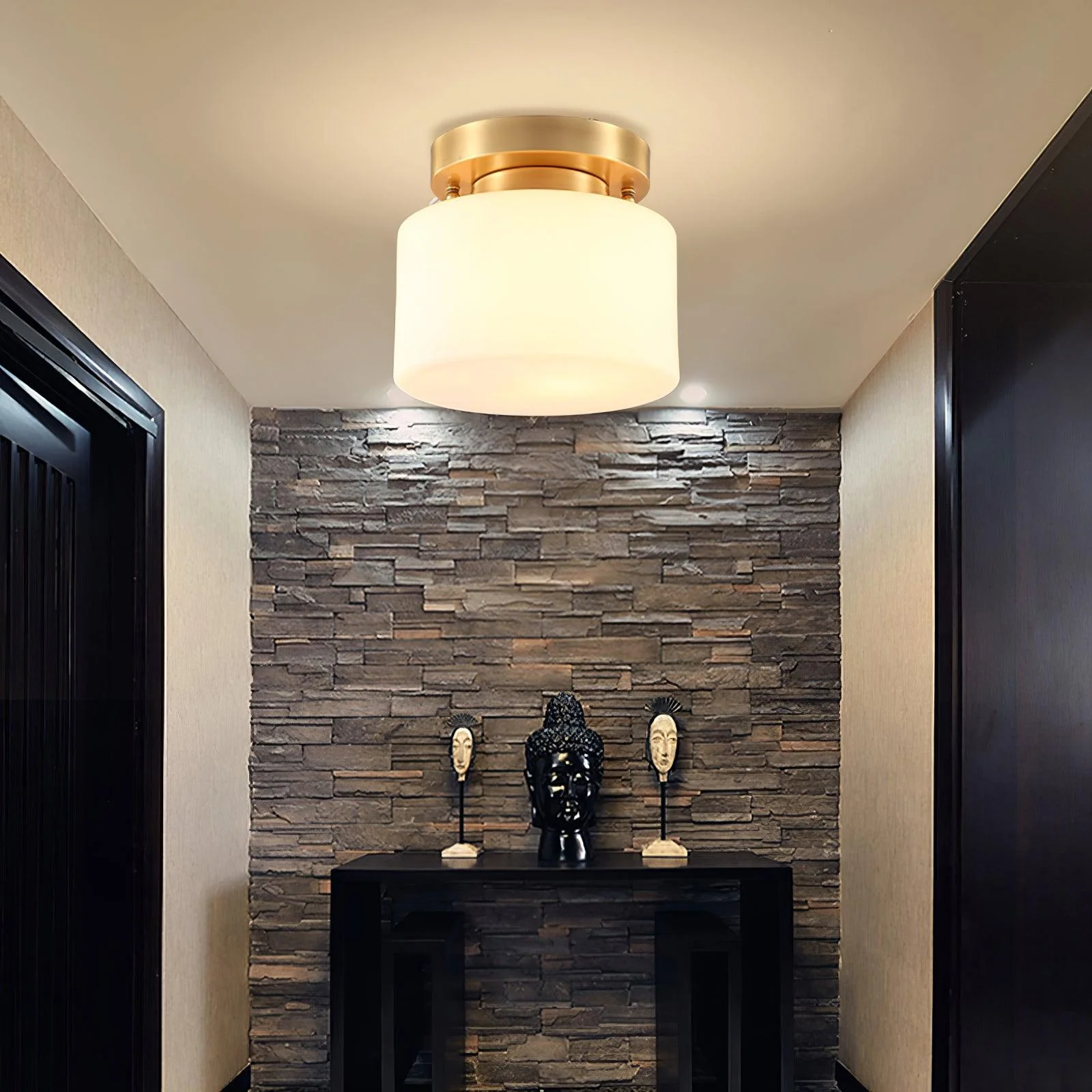 Elsilisra Nordic Art Brass Glass Flush Mount Ceiling Light - Image 35