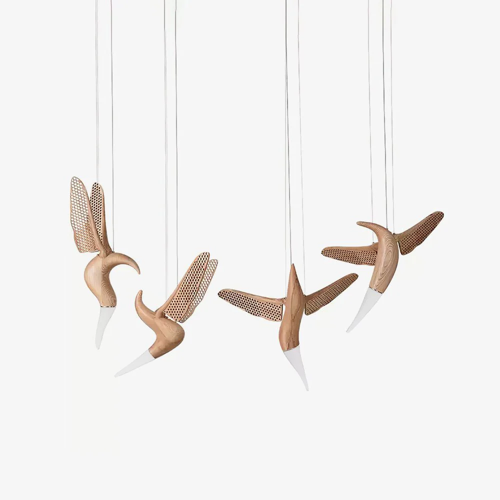 Elsilor Avian-Inspired Wood Pendant Light