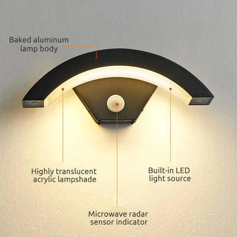 Elvon Nordic Arc Waterproof LED Outdoor Wall Lamp, Black - Image 8