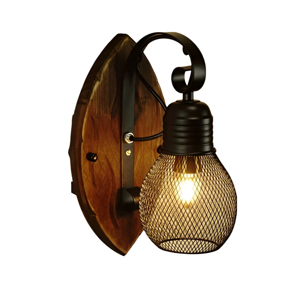 Elwin Rustic Antique Industrial Wood Outdoor Wall Lamp - Image 6