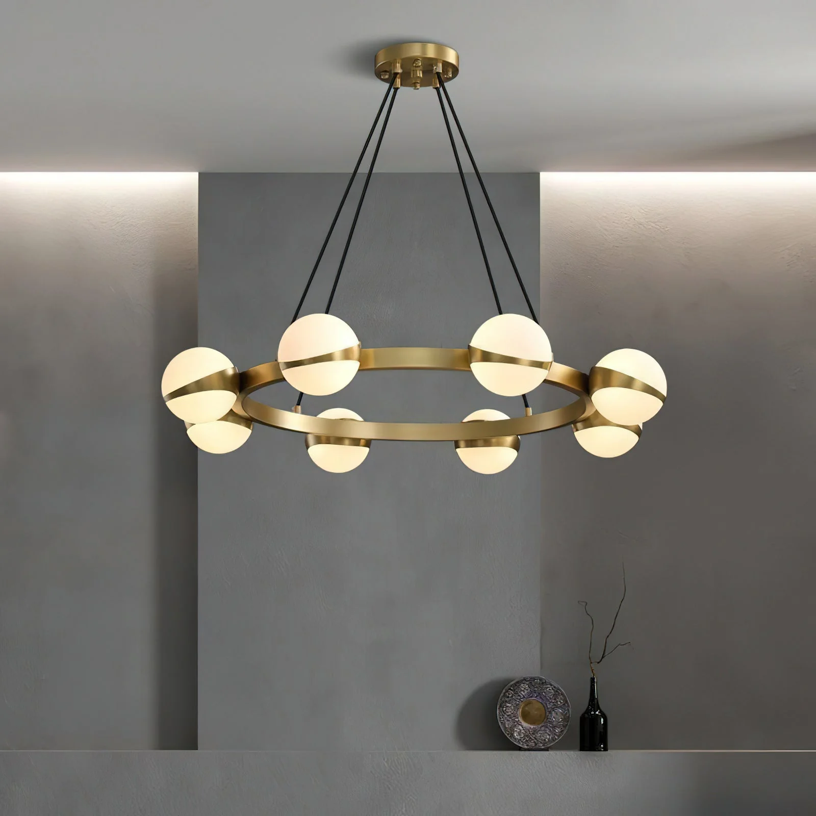 Elysian Contemporary Brass Chandelier - Image 17