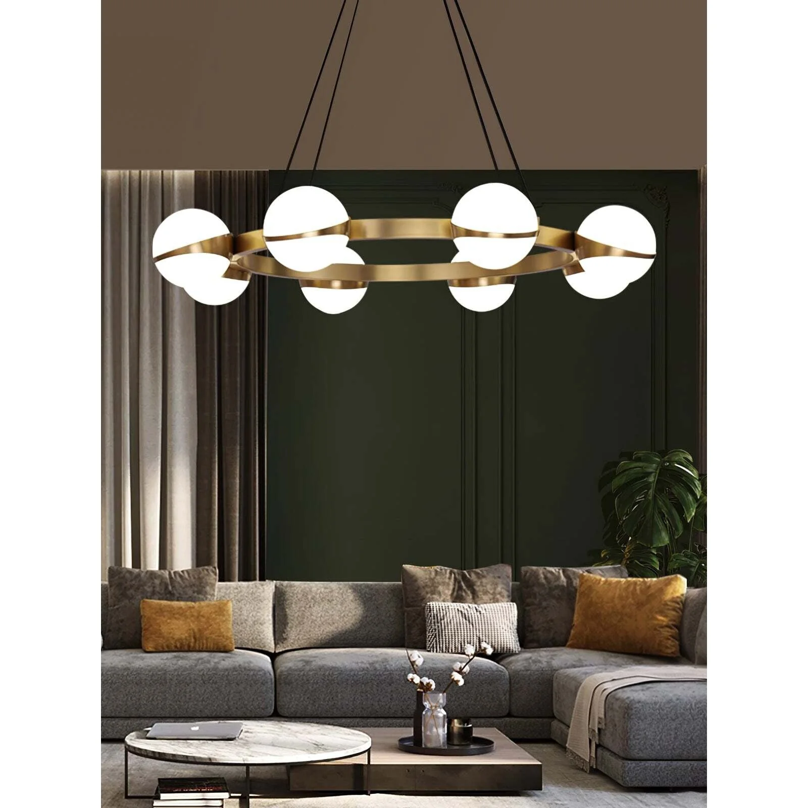 Elysian Contemporary Brass Chandelier - Image 25