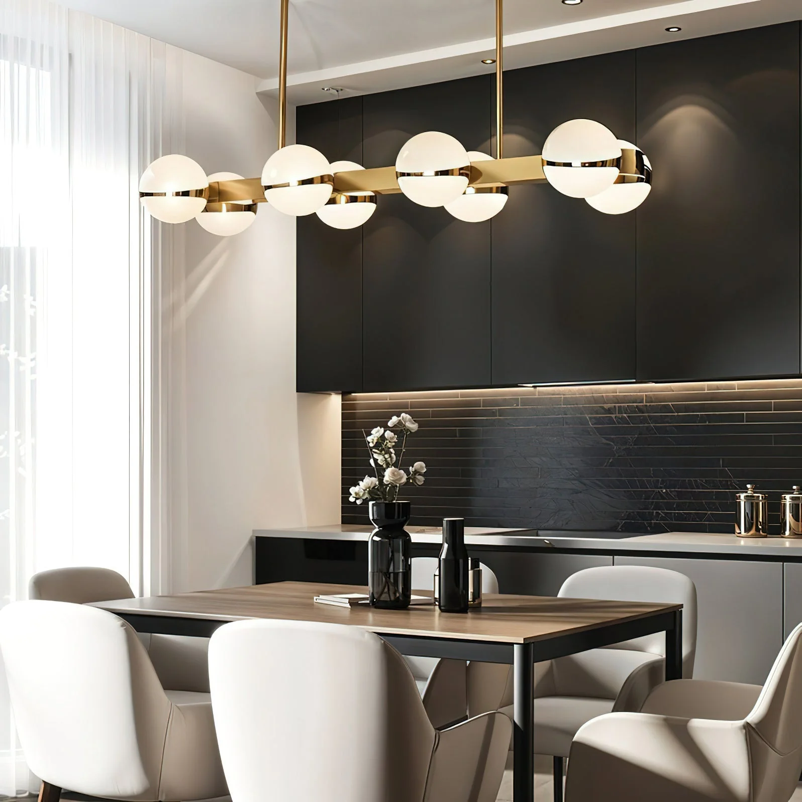Elysian Contemporary Brass Chandelier - Image 7