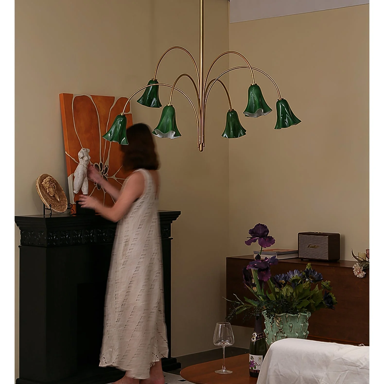 EmeraldBell Glass Pendant Chandelier - Image 9