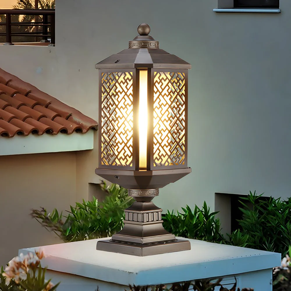 Emmett Antique Shade Retro Glass Outdoor Post Lights - Image 2