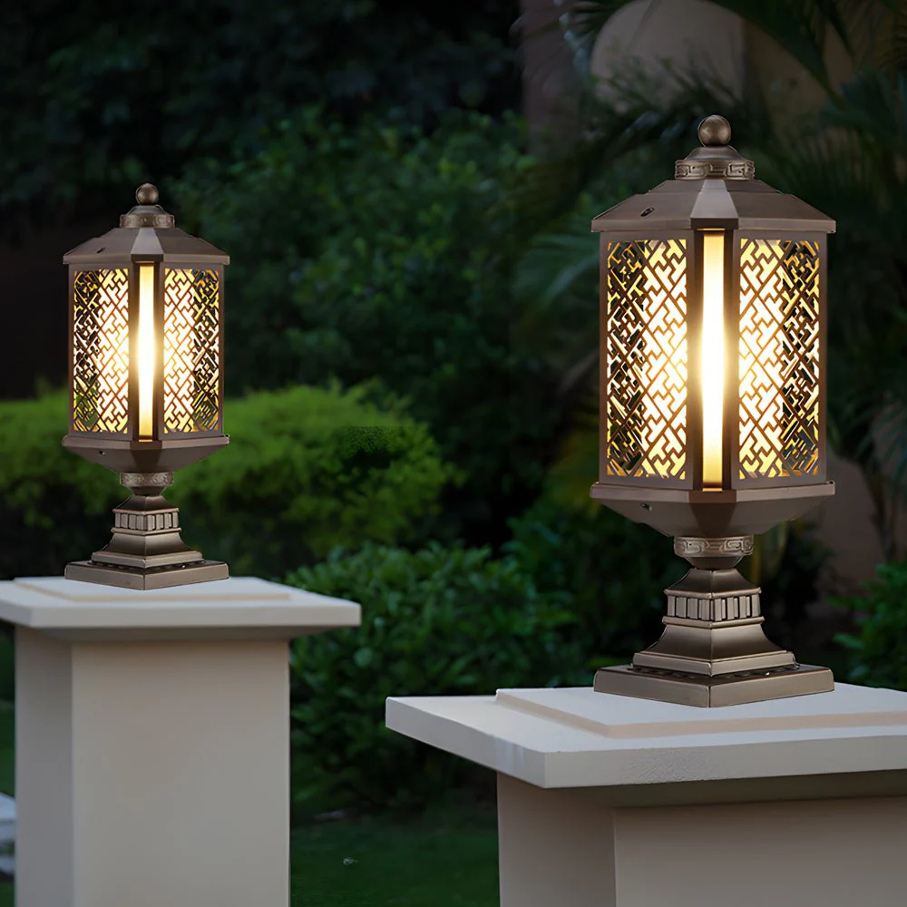 Emmett Antique Shade Retro Glass Outdoor Post Lights - Image 3