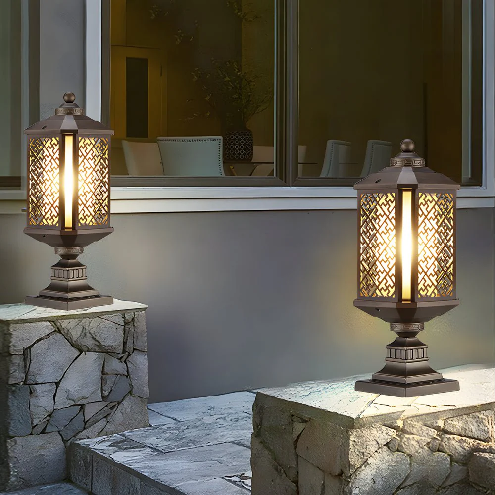 Emmett Antique Shade Retro Glass Outdoor Post Lights - Image 4