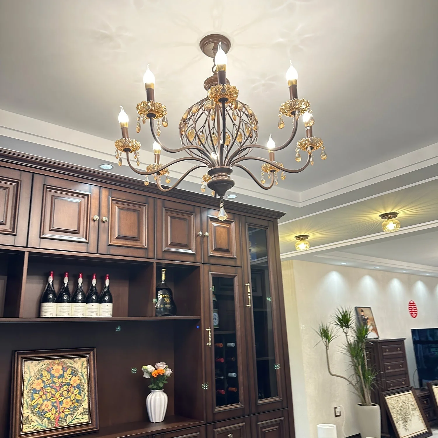 Enorel Vintage Bronze Crystal Chandelier - Image 11