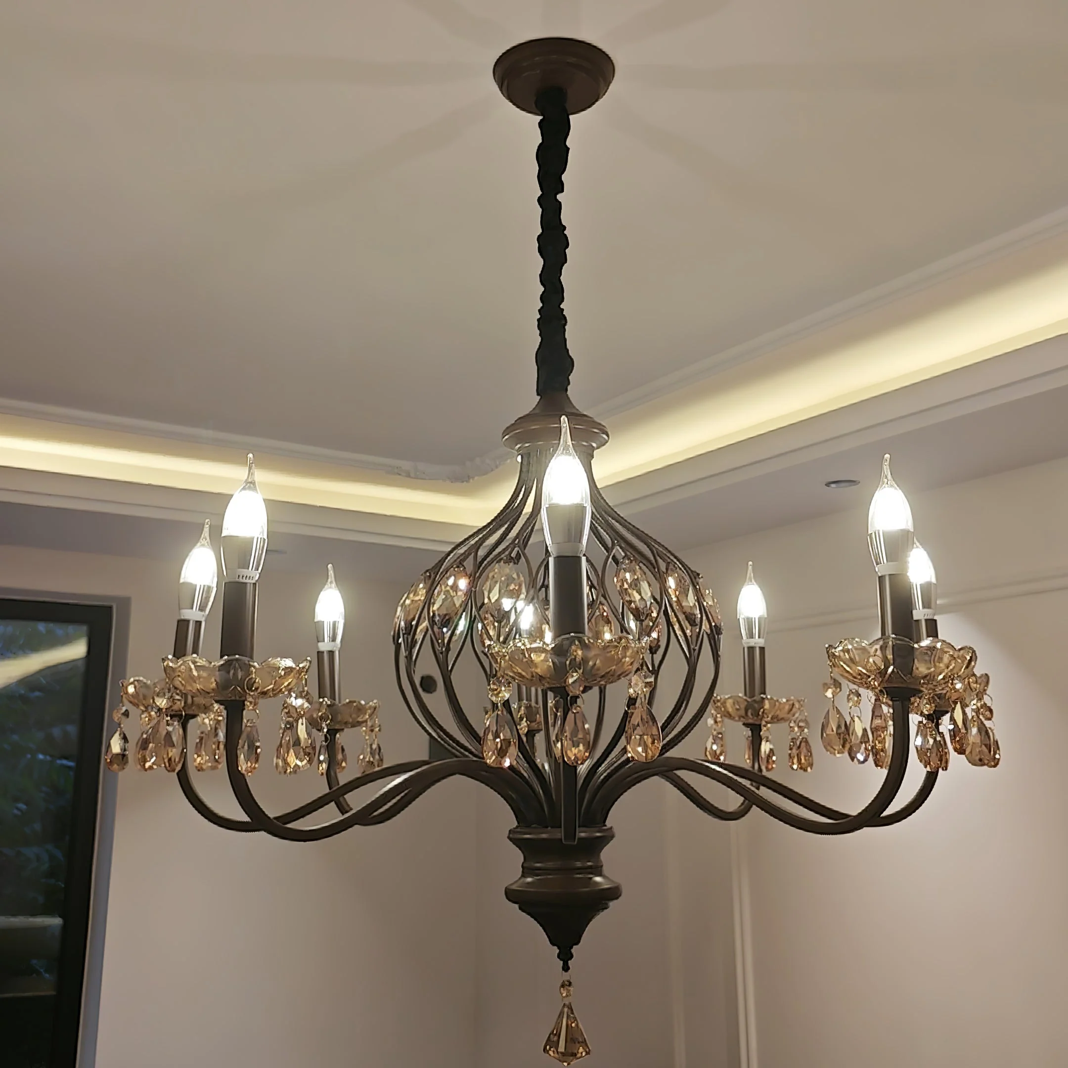 Enorel Vintage Bronze Crystal Chandelier - Image 13