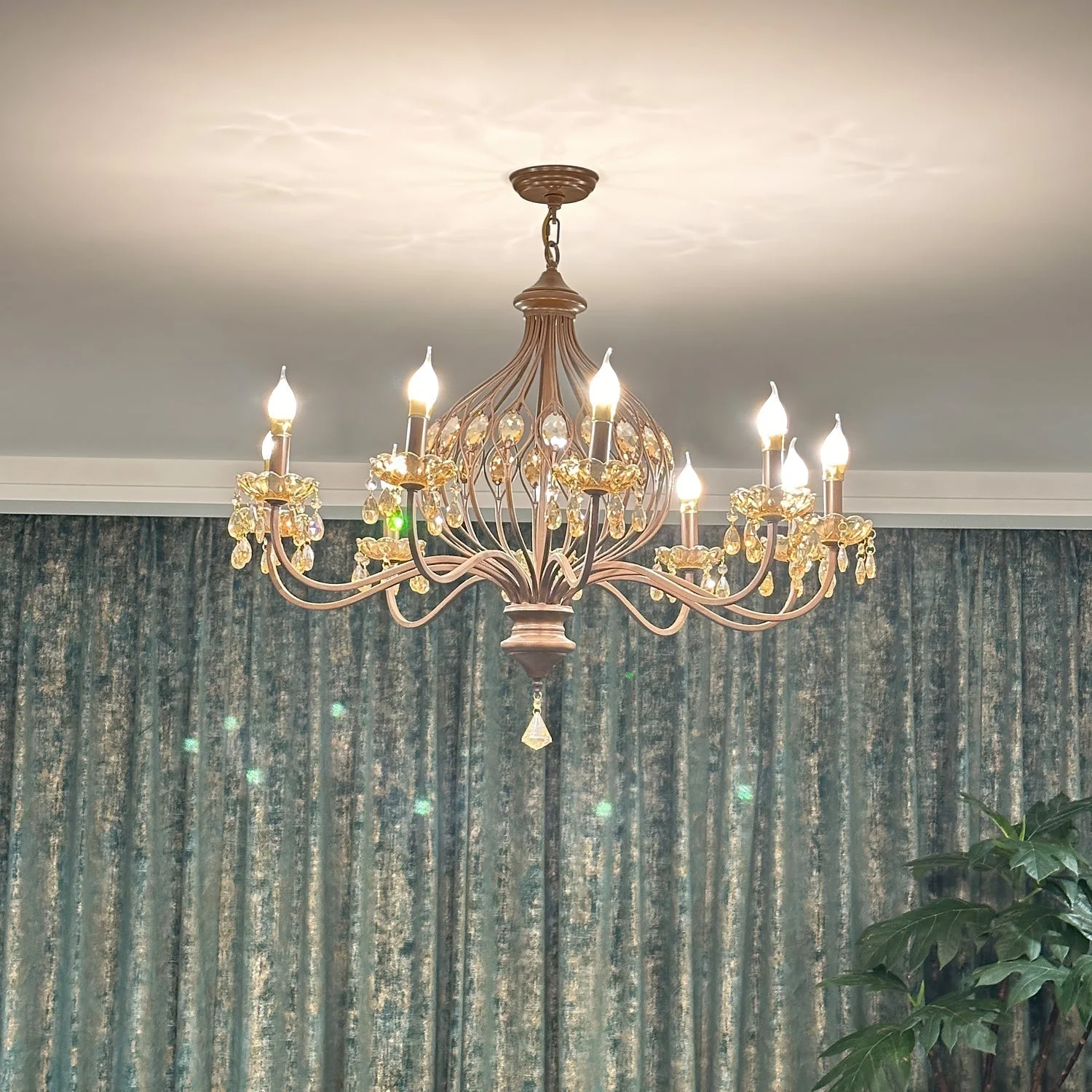 Enorel Vintage Bronze Crystal Chandelier - Image 21