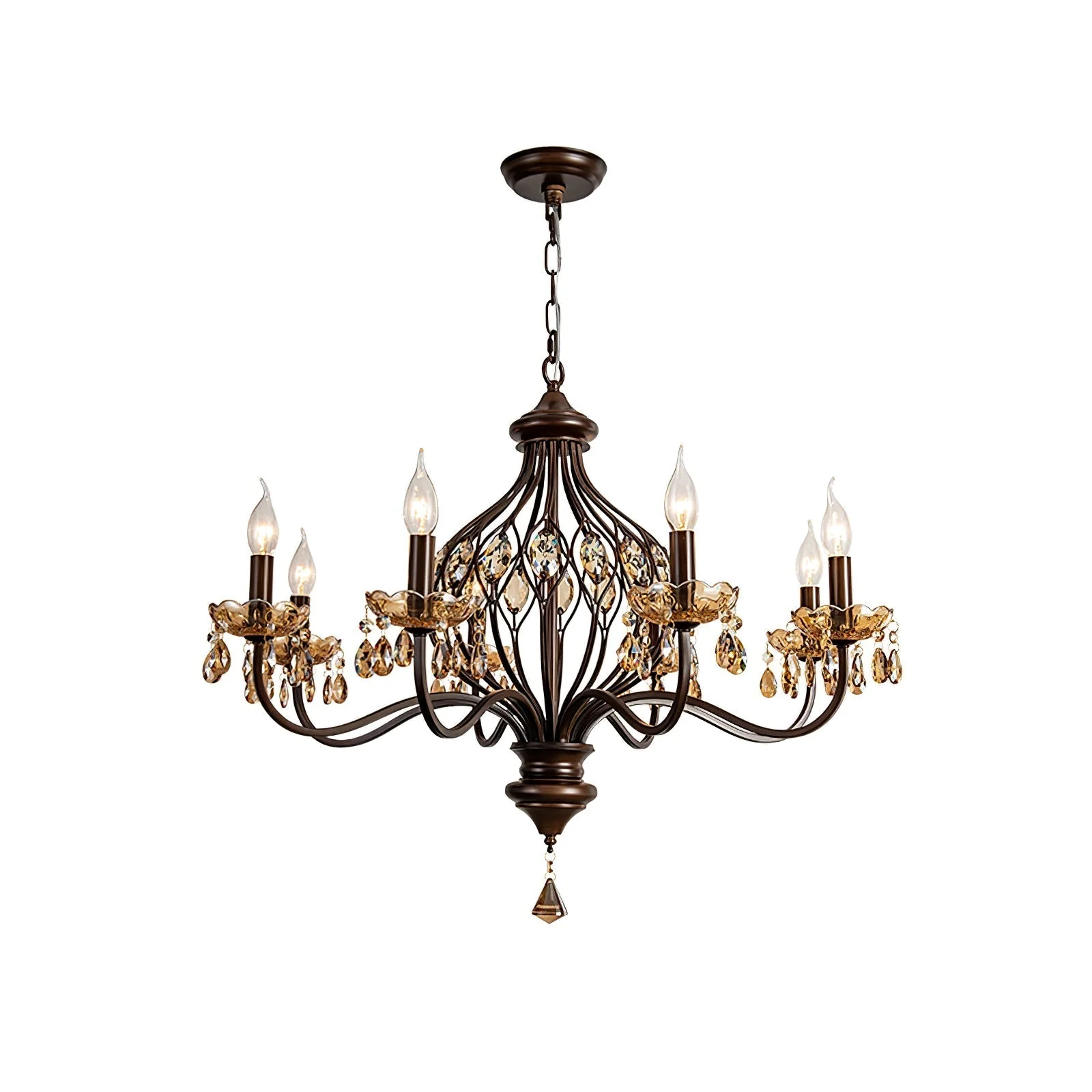 Enorel Vintage Bronze Crystal Chandelier - Image 5