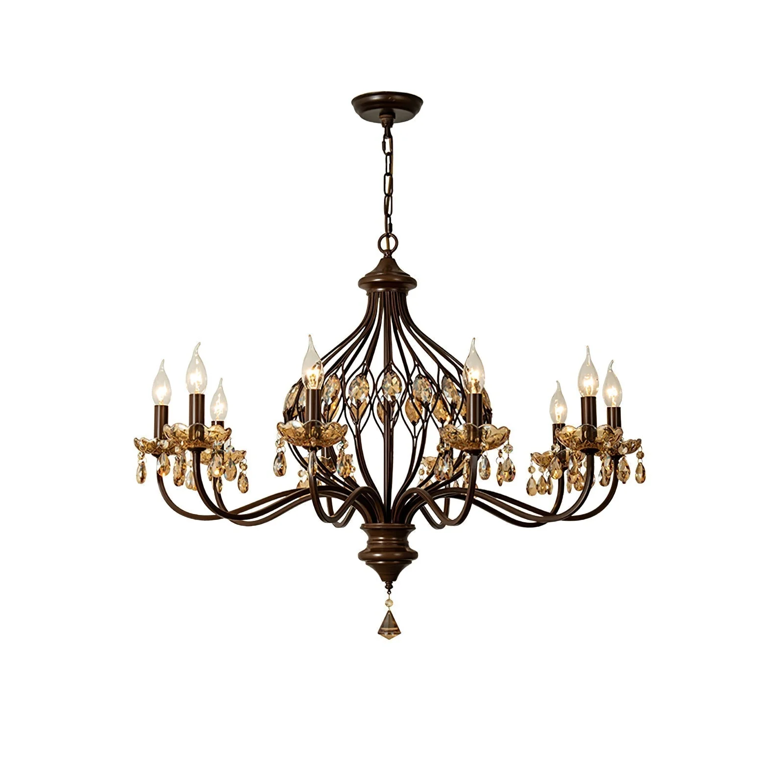 Enorel Vintage Bronze Crystal Chandelier - Image 6