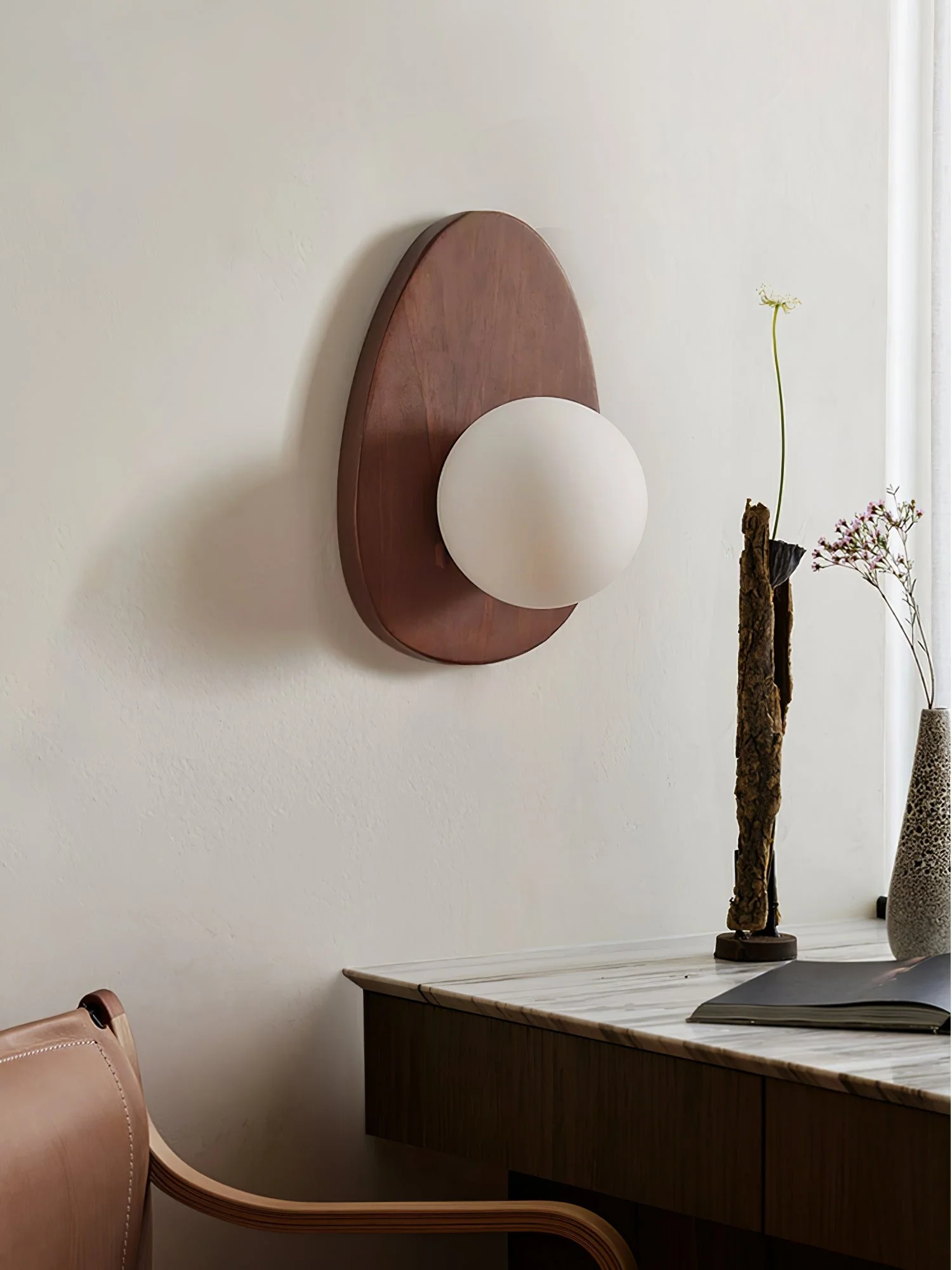 Ephael Premium Nordic Art Walnut Glass Wall Lamp - Image 14