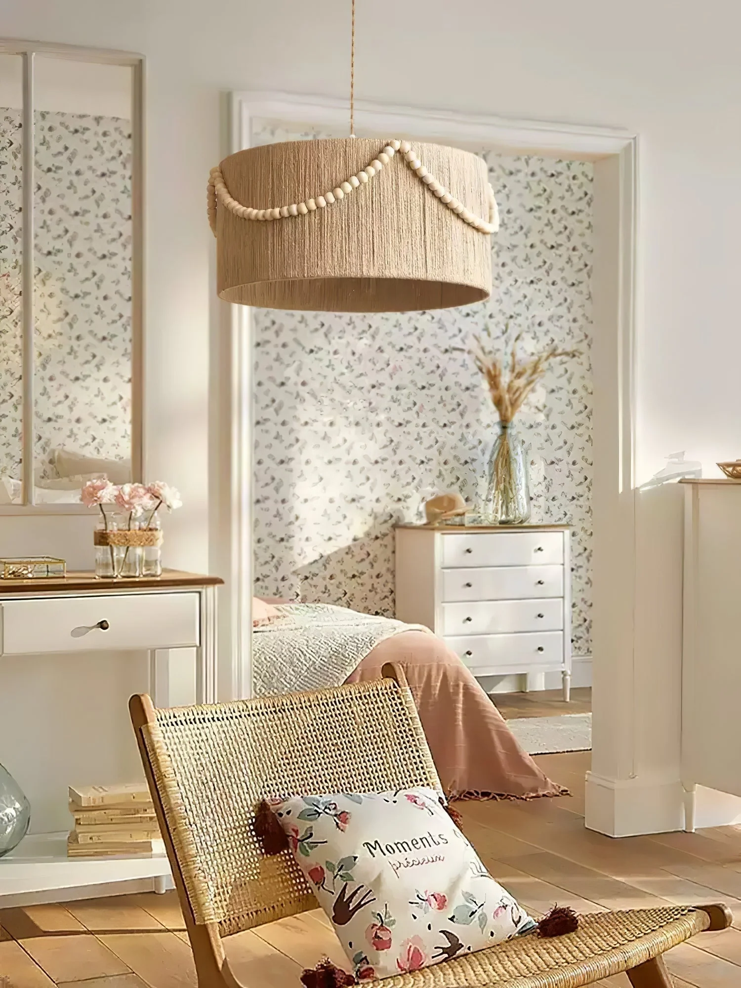 Ershaa Elegance Natural Beaded Boho Pendant Lamp - Image 13