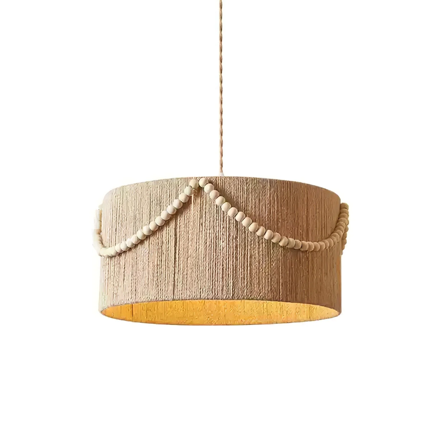 Ershaa Elegance Natural Beaded Boho Pendant Lamp - Image 5