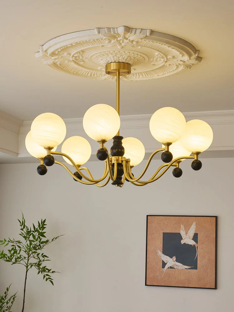 Ershaan Sphere Elegance Vintage Brass Wood Chandelier - Image 11