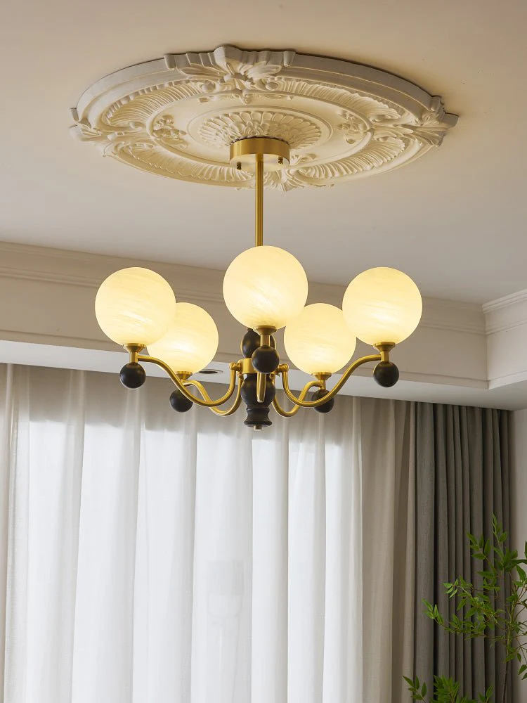 Ershaan Sphere Elegance Vintage Brass Wood Chandelier - Image 13