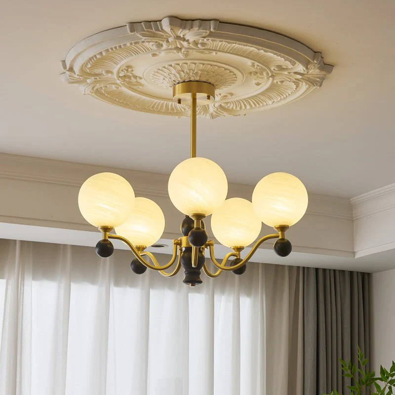Ershaan Sphere Elegance Vintage Brass Wood Chandelier - Image 17