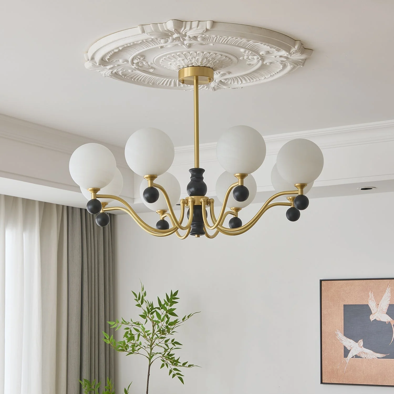 Ershaan Sphere Elegance Vintage Brass Wood Chandelier - Image 25