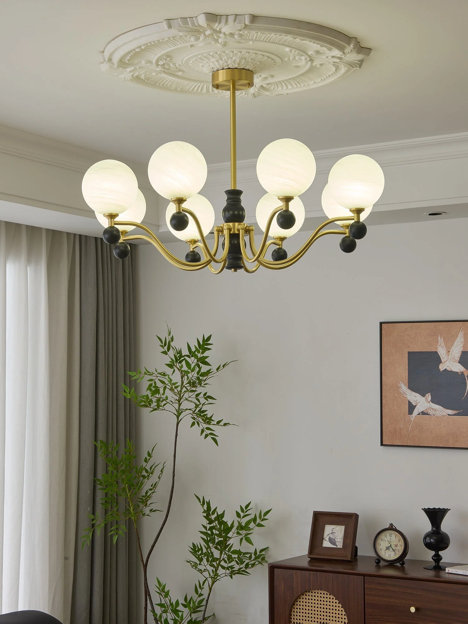 Ershaan Sphere Elegance Vintage Brass Wood Chandelier - Image 27