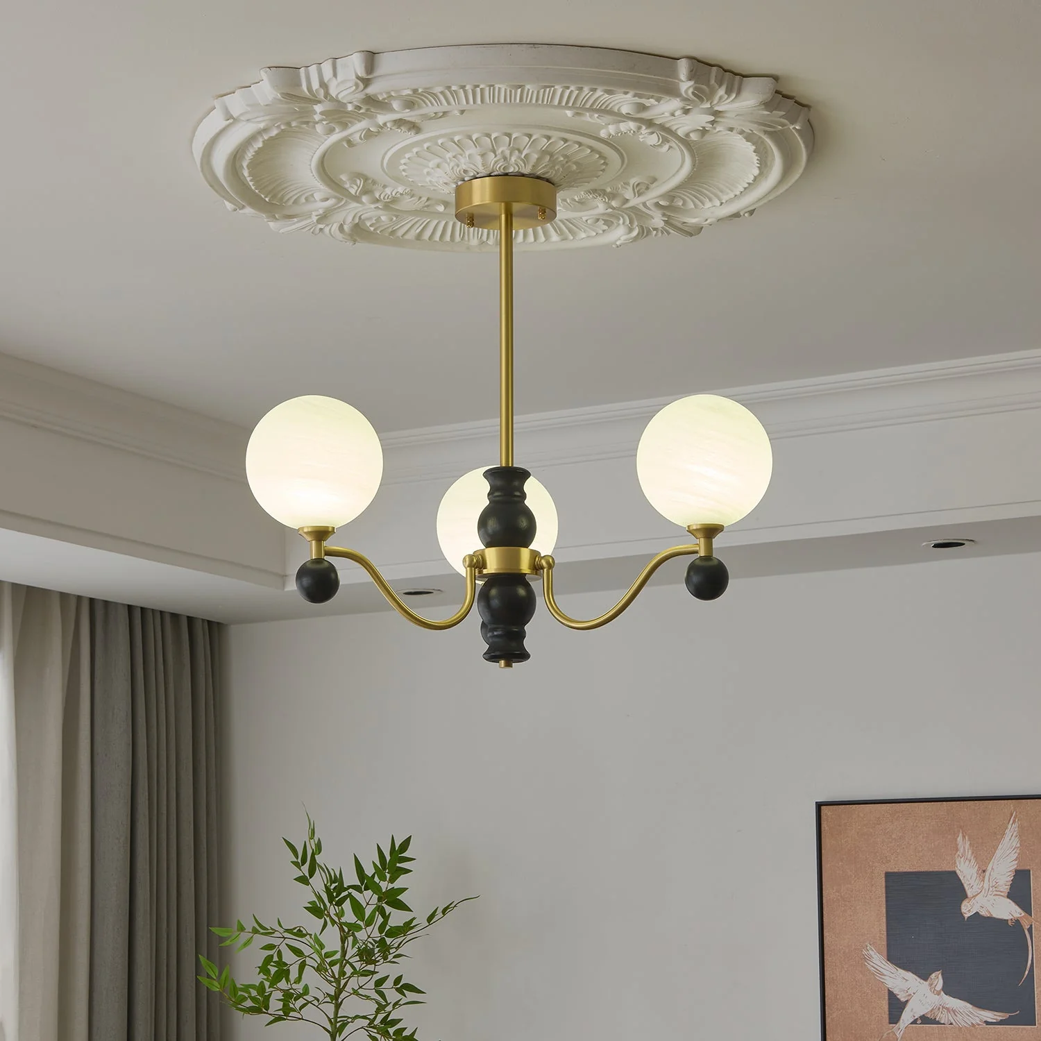 Ershaan Sphere Elegance Vintage Brass Wood Chandelier - Image 32