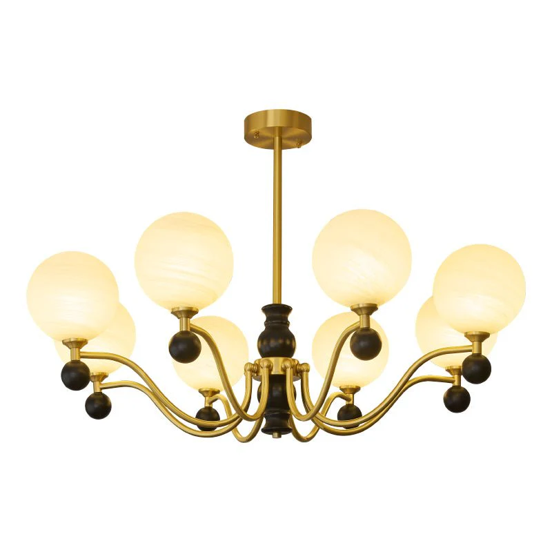 Ershaan Sphere Elegance Vintage Brass Wood Chandelier - Image 7