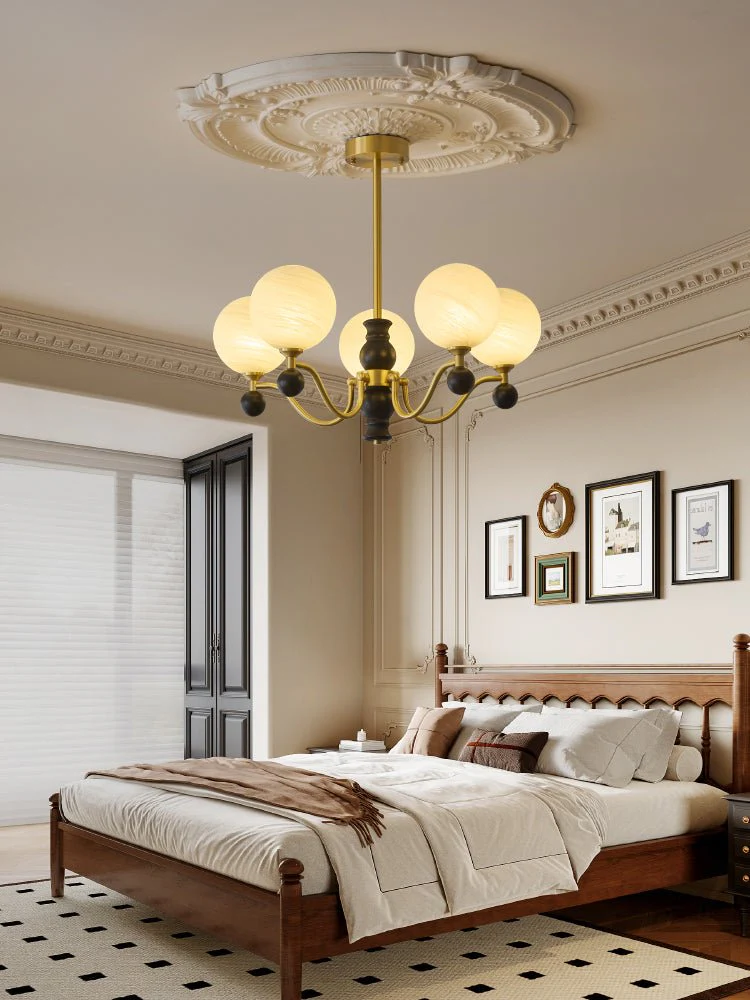 Ershaan Sphere Elegance Vintage Brass Wood Chandelier - Image 9