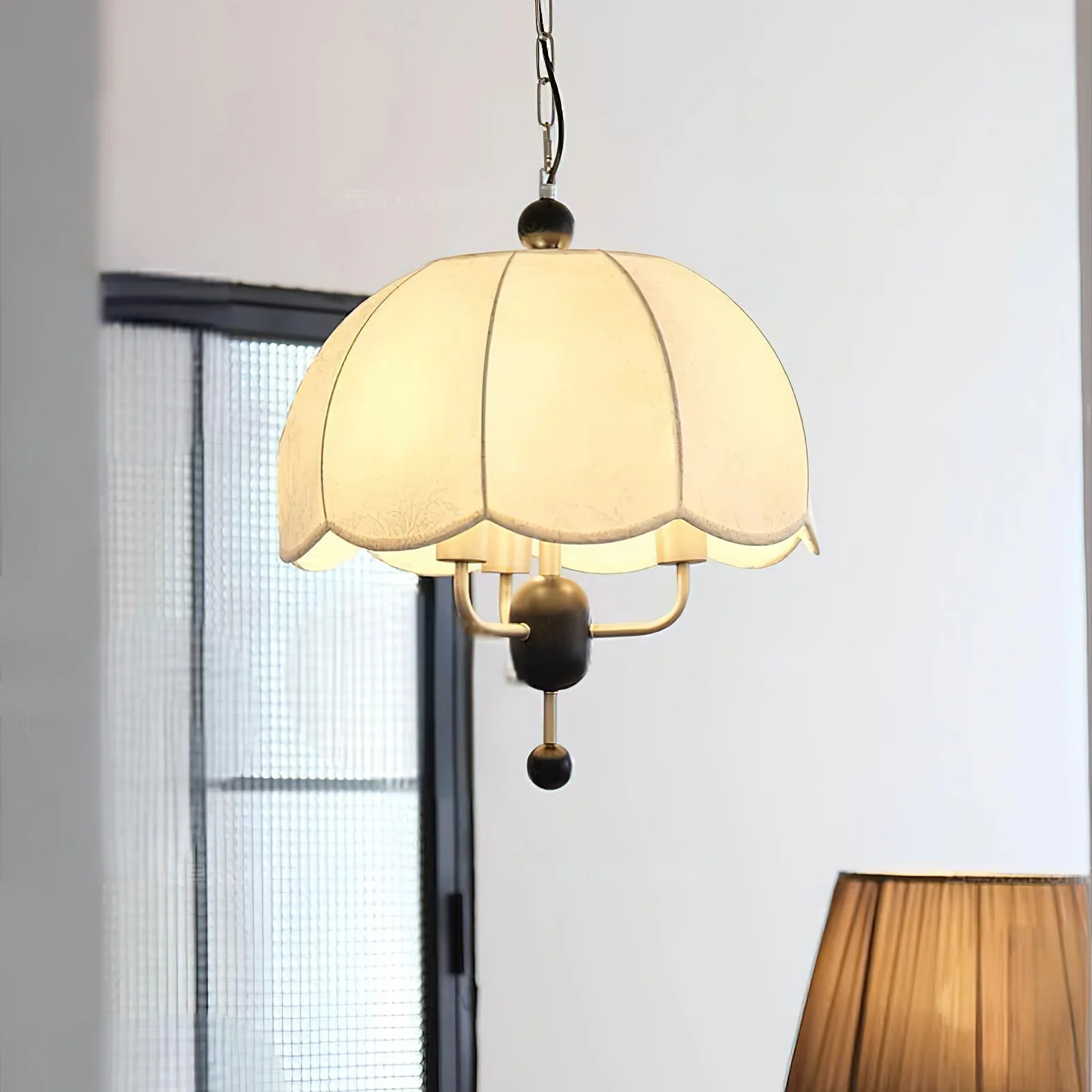 Ervaren Vintage Bloom Fabric Wood Pendant Lamp - Image 2