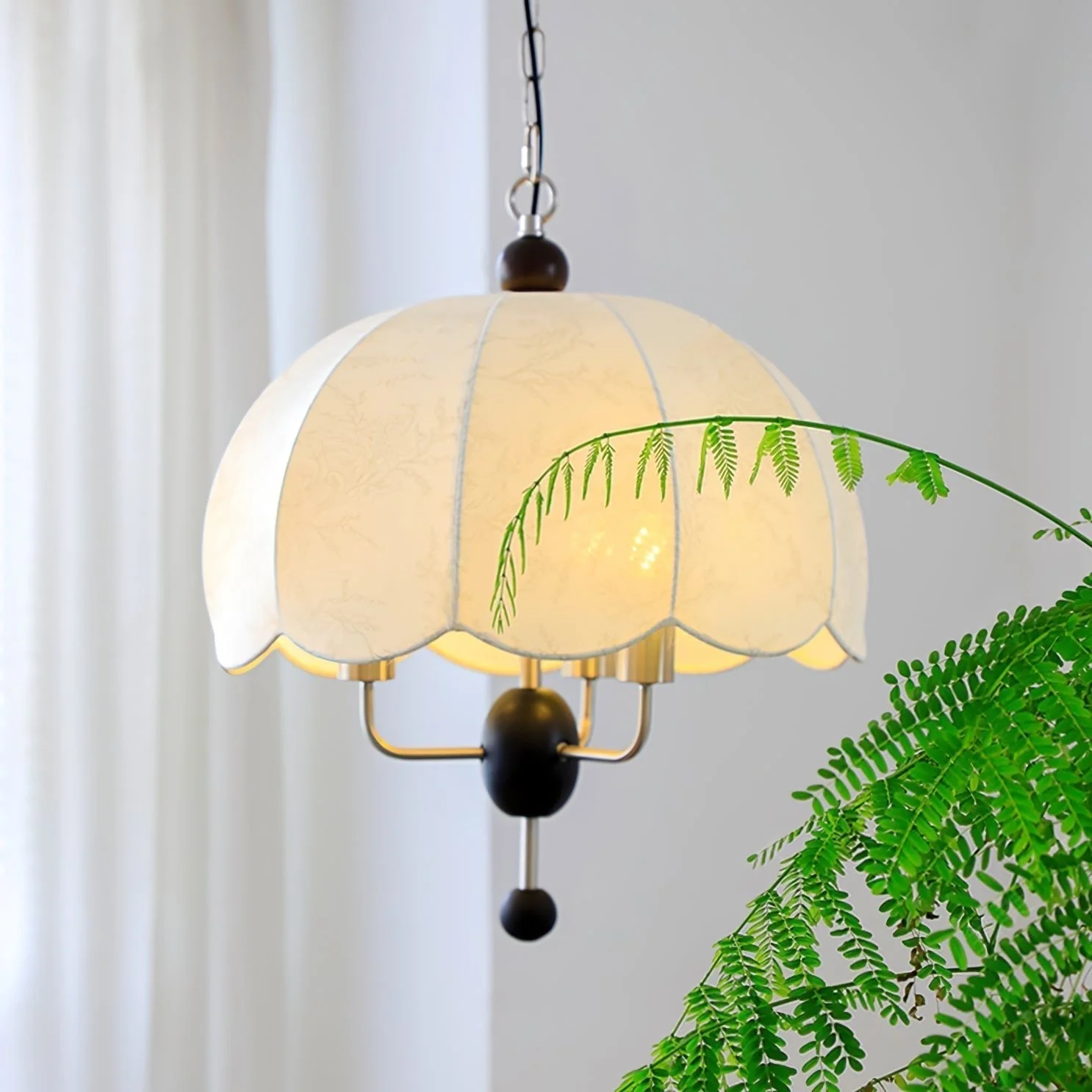 Ervaren Vintage Bloom Fabric Wood Pendant Lamp - Image 4