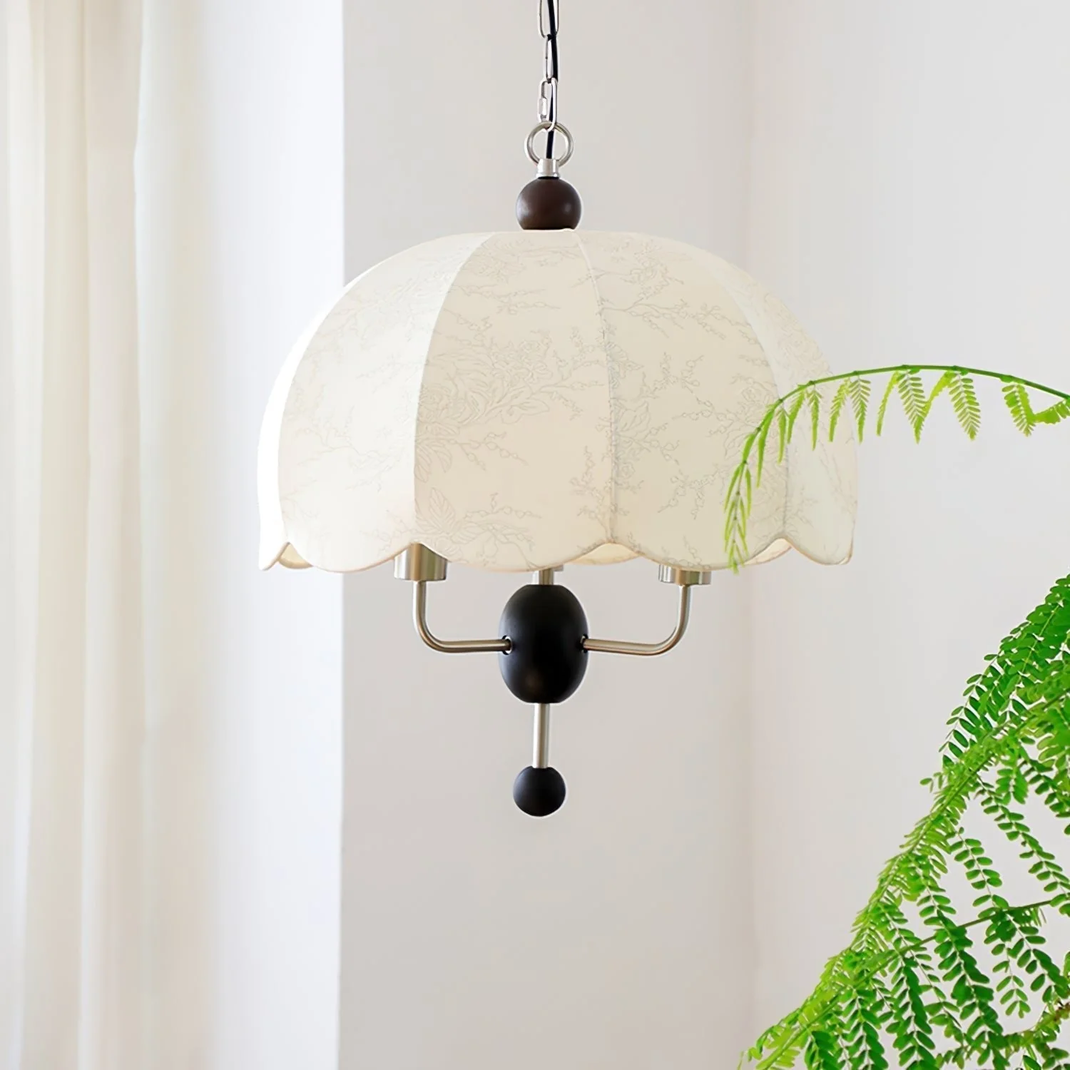 Ervaren Vintage Bloom Fabric Wood Pendant Lamp - Image 7