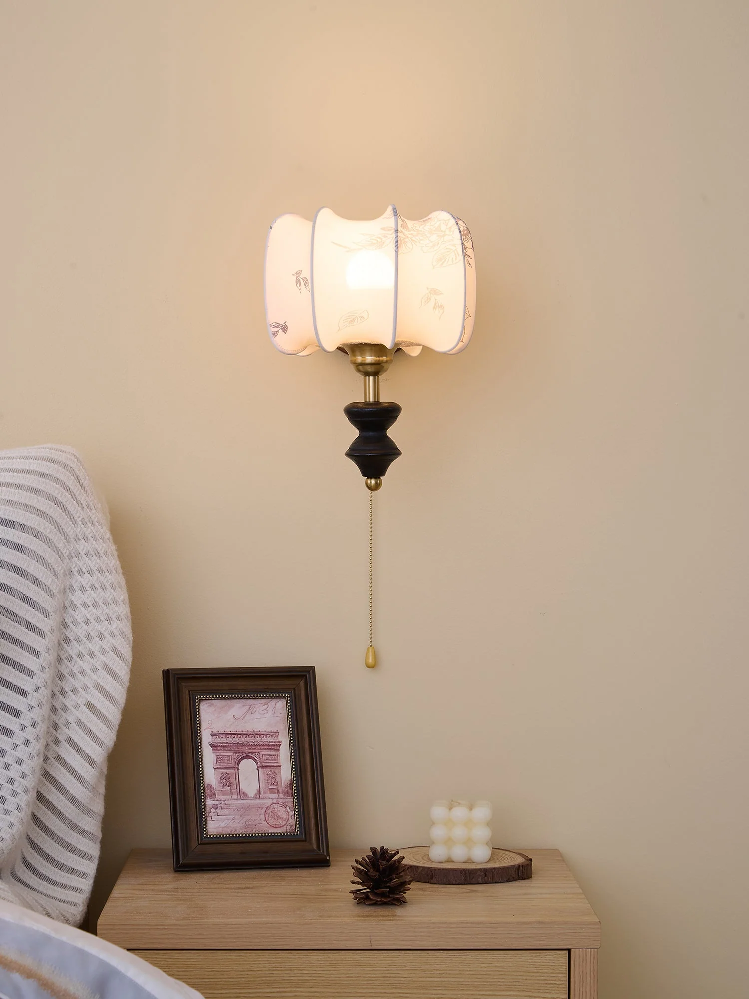 Eshae Premium Nordic Art Fabric Wood Wall Lamp - Image 11