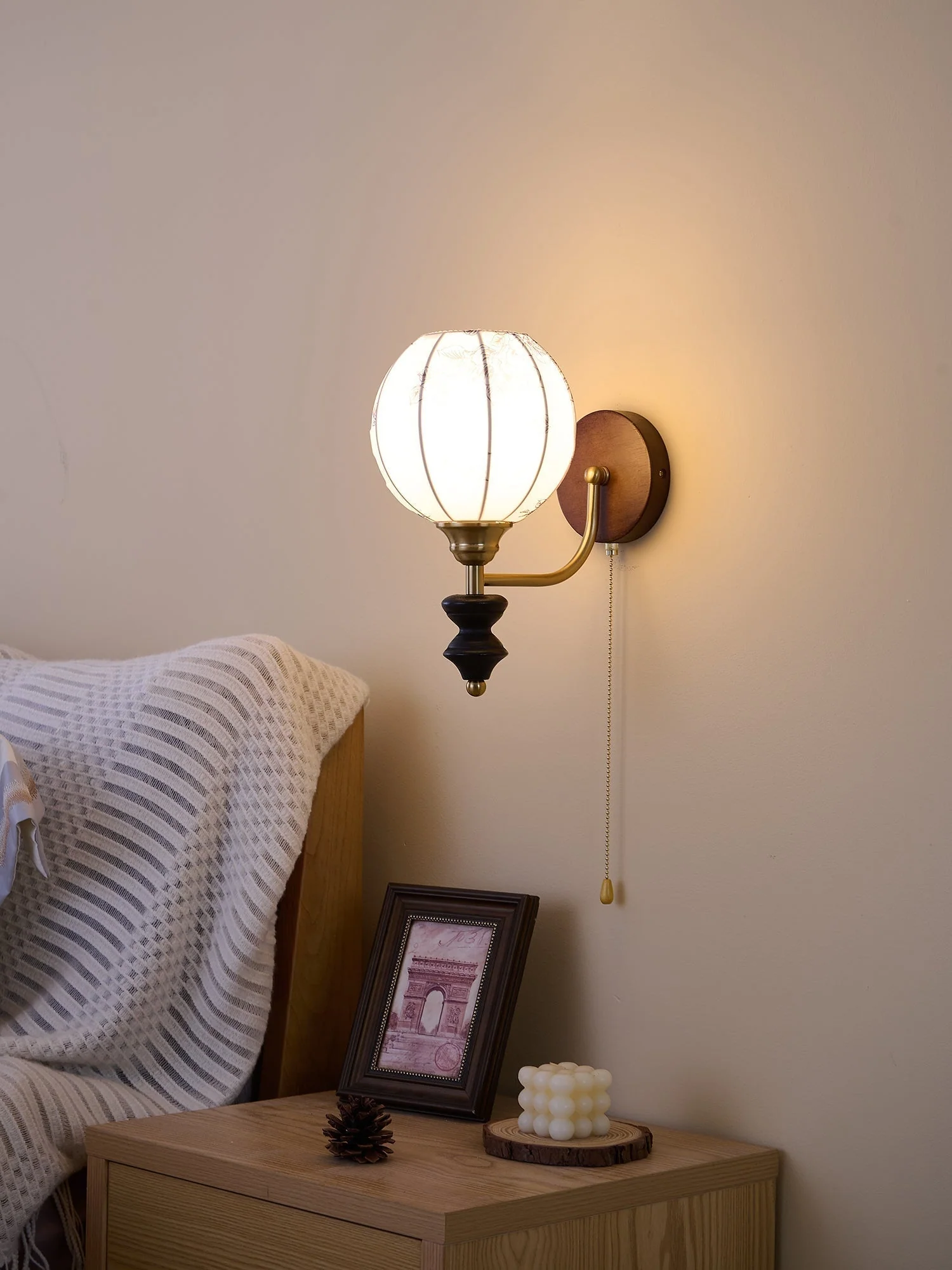 Eshae Premium Nordic Art Fabric Wood Wall Lamp - Image 18