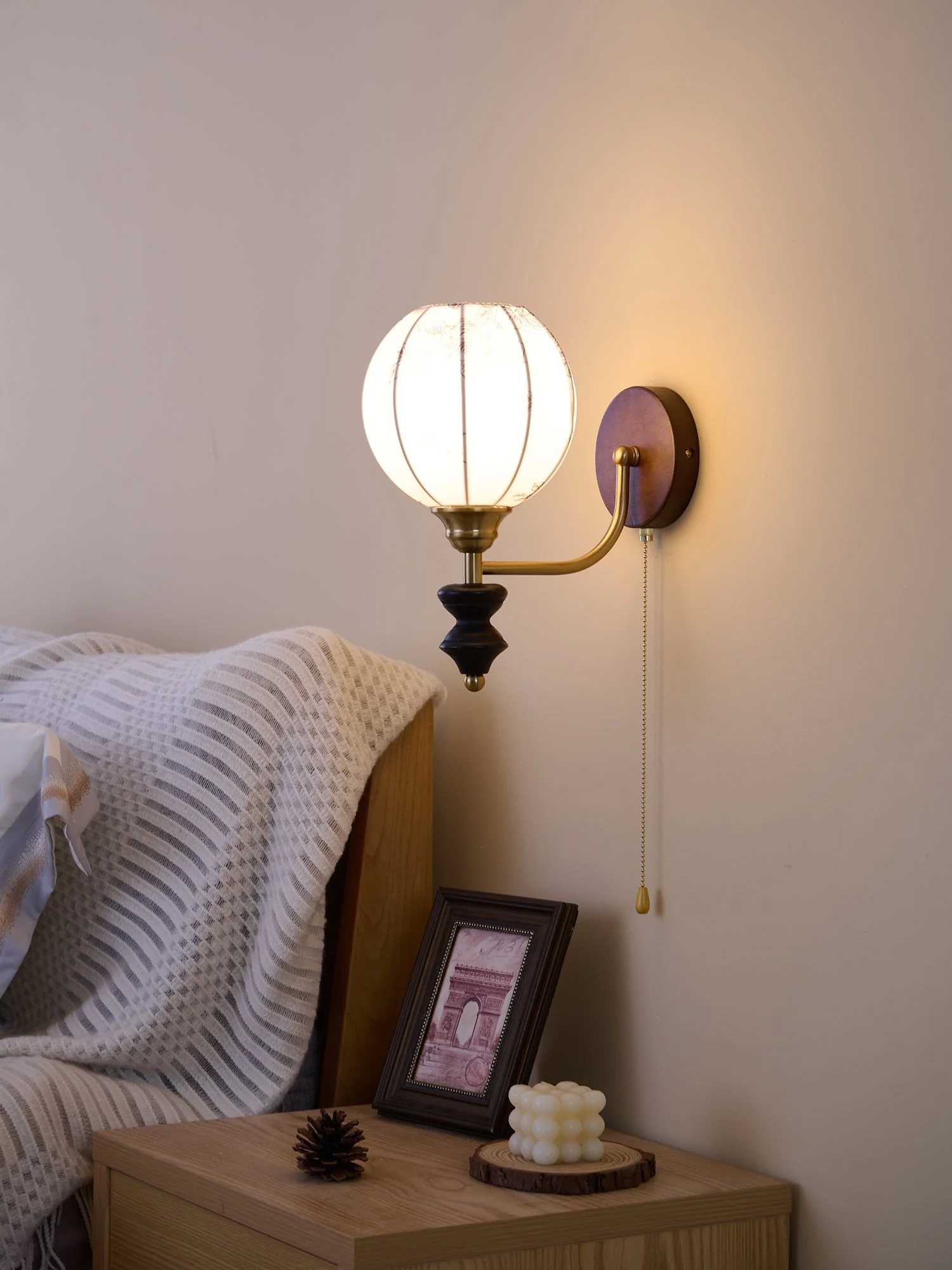 Eshae Premium Nordic Art Fabric Wood Wall Lamp - Image 19